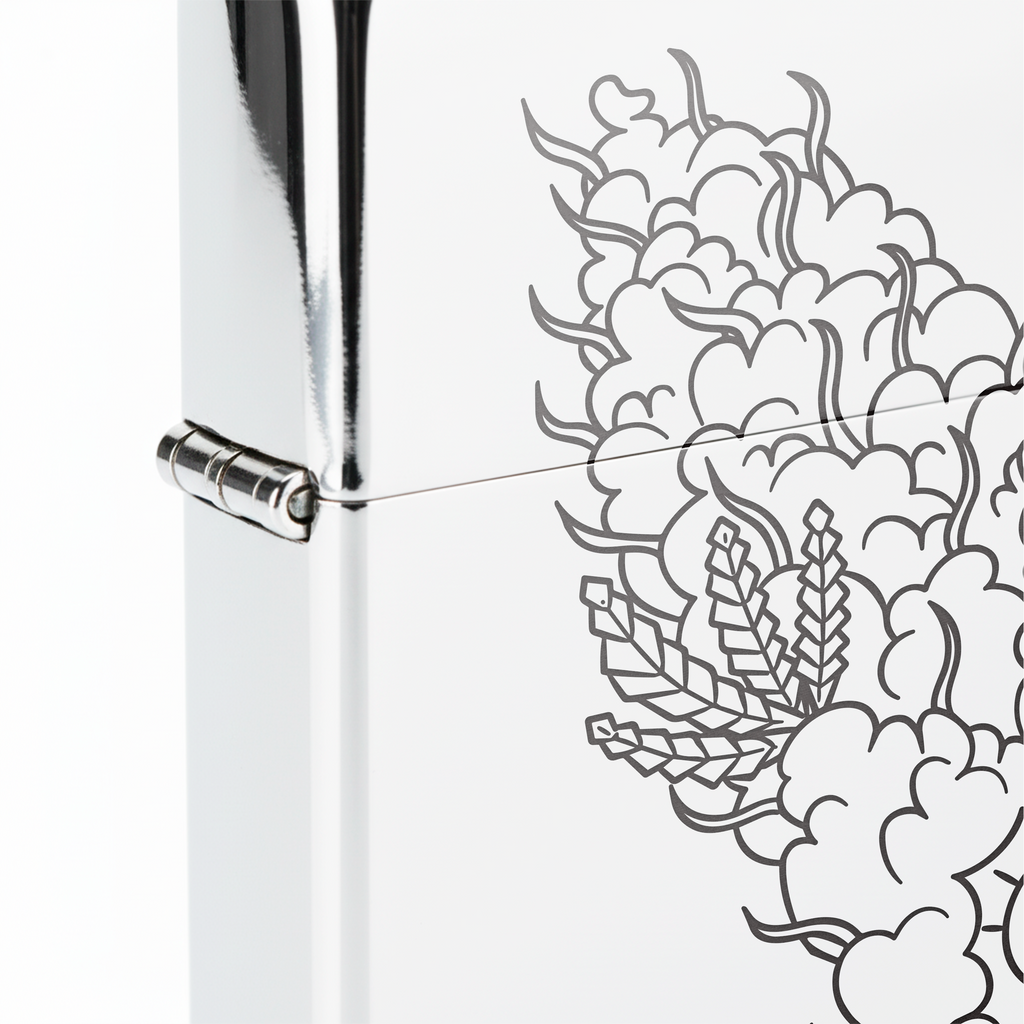 Isqueiro Cromado Polido 'Stoner Marge' detalhe 5