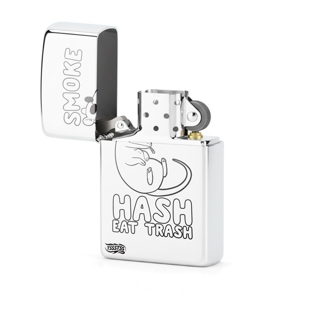 Isqueiro Cromado Polido 'Rats Lifestyle' detalhe 2