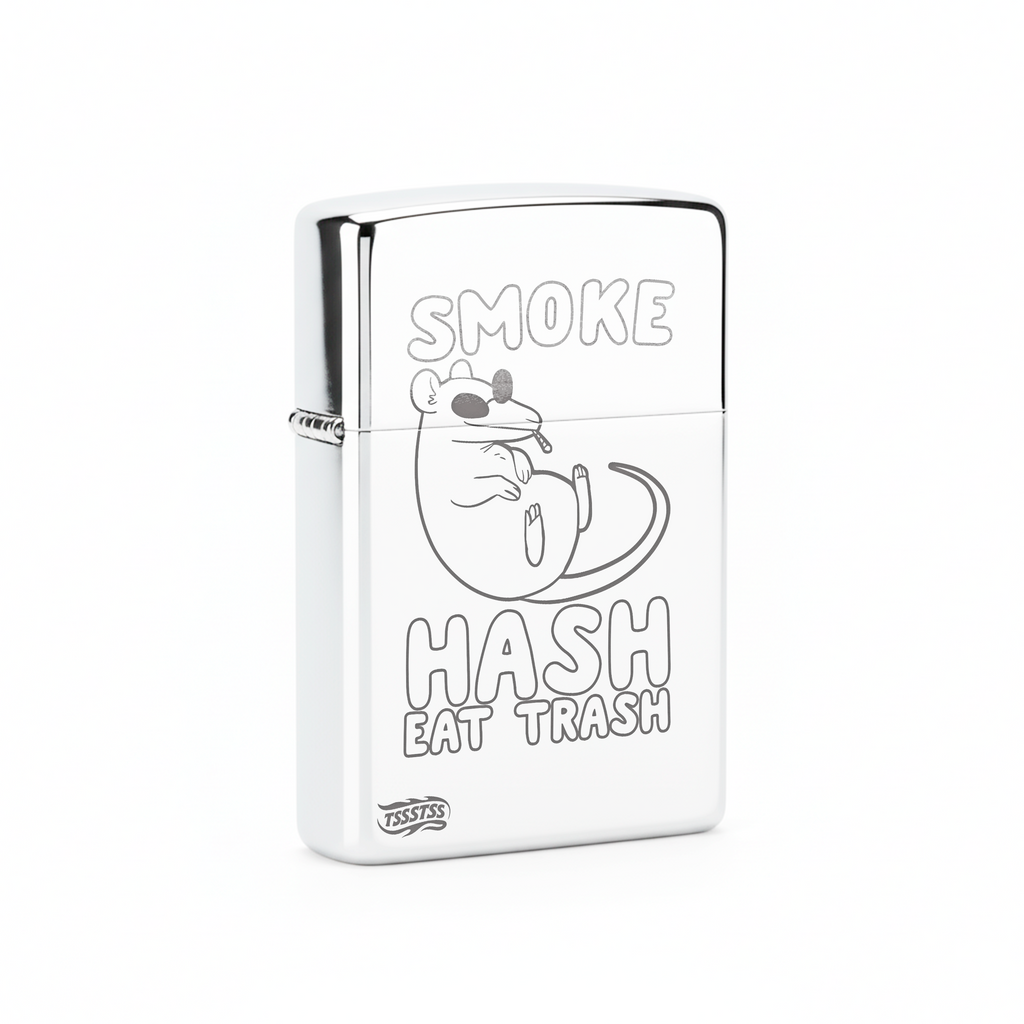 Isqueiro Cromado Polido 'Rats Lifestyle' detalhe 3