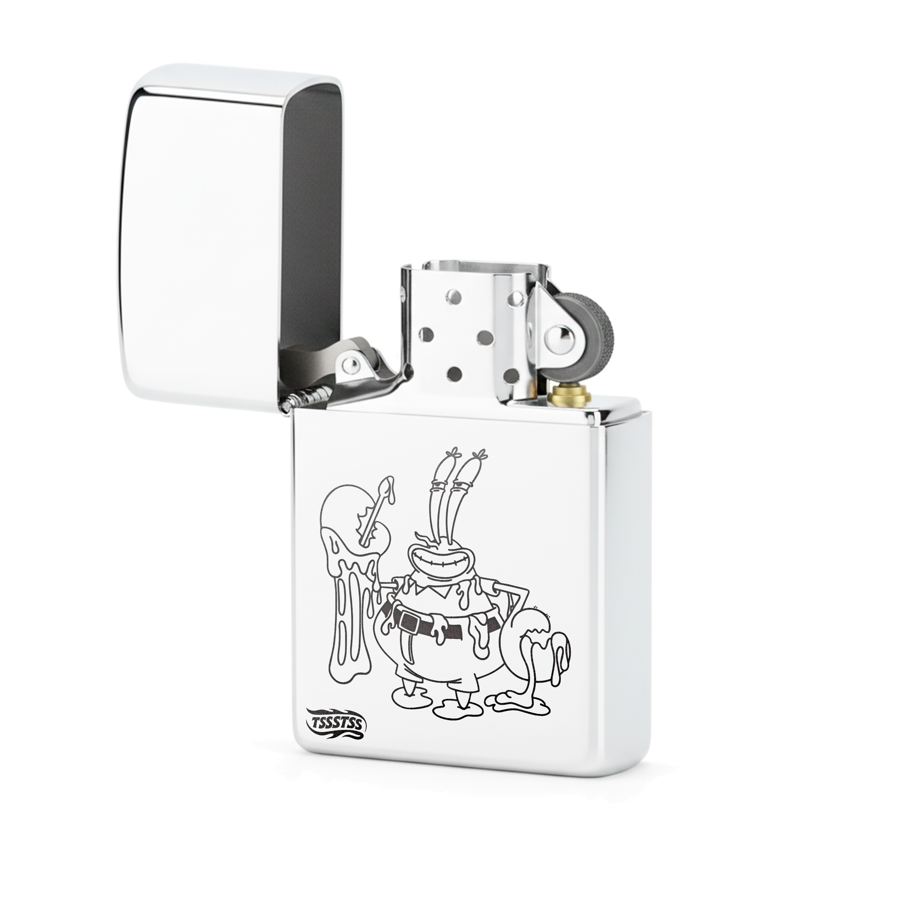 Isqueiro Cromado Polido 'Meltdown Crab'