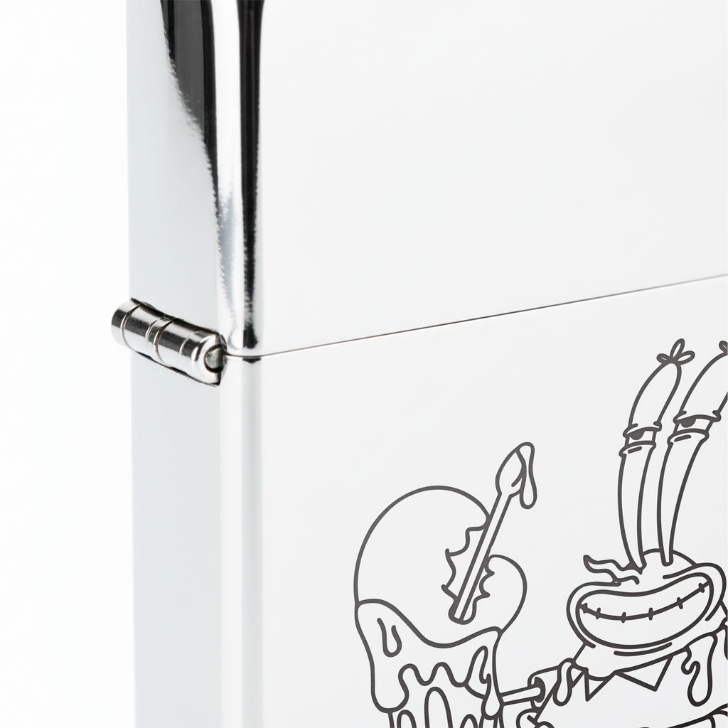 Isqueiro Cromado Polido 'Meltdown Crab' detalhe 5