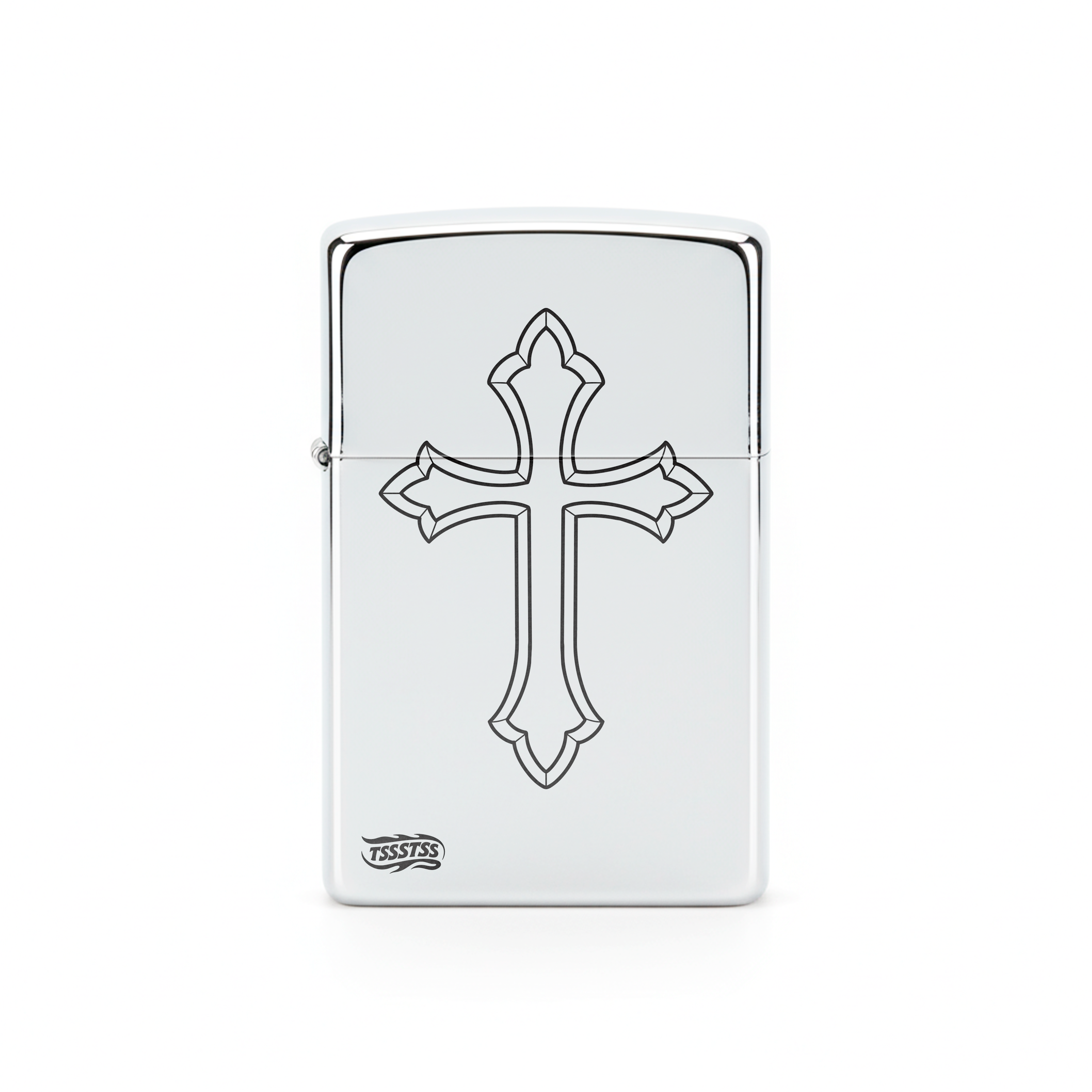 Isqueiro Cromado Polido 'Cruz Classica'