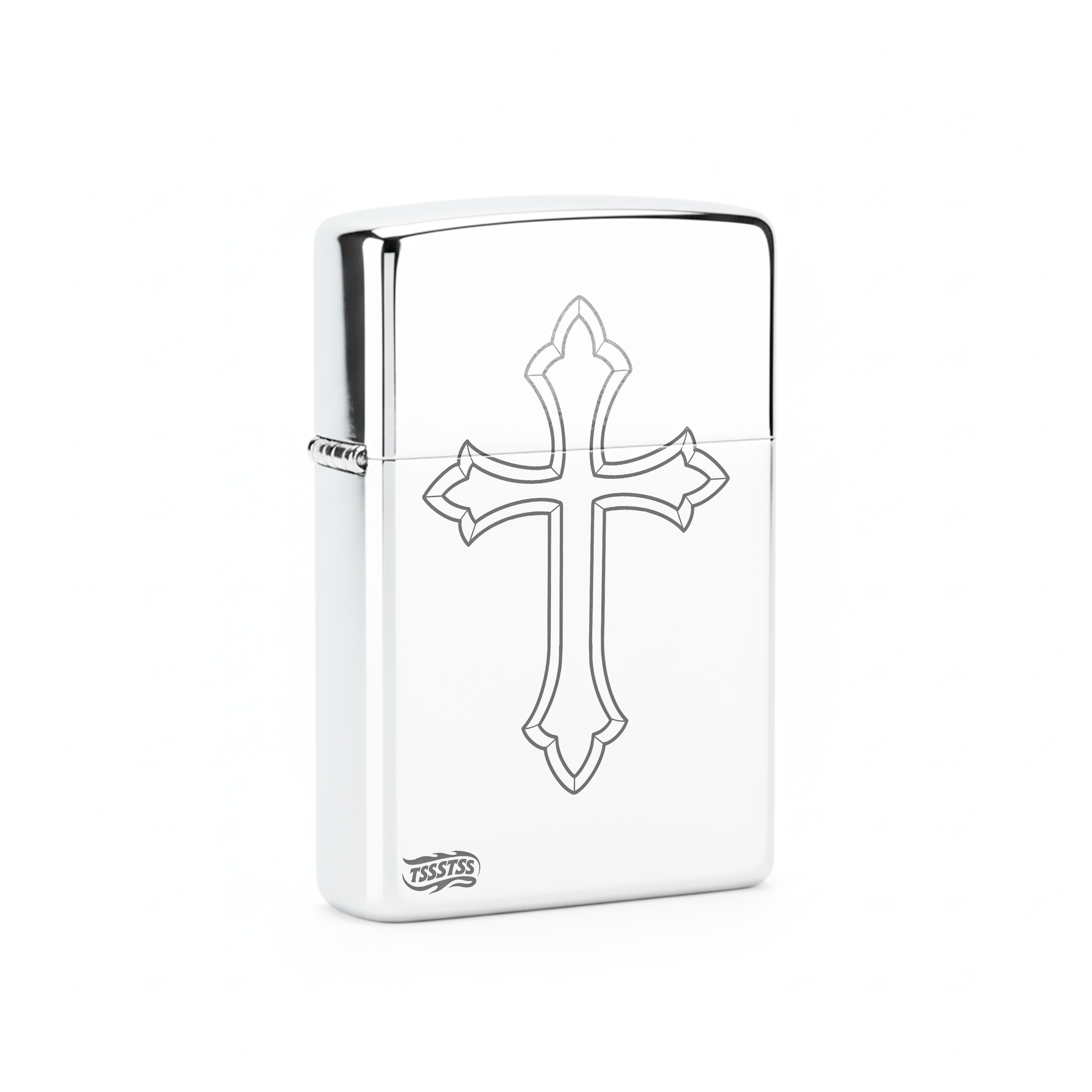 Isqueiro Cromado Polido 'Cruz Classica'