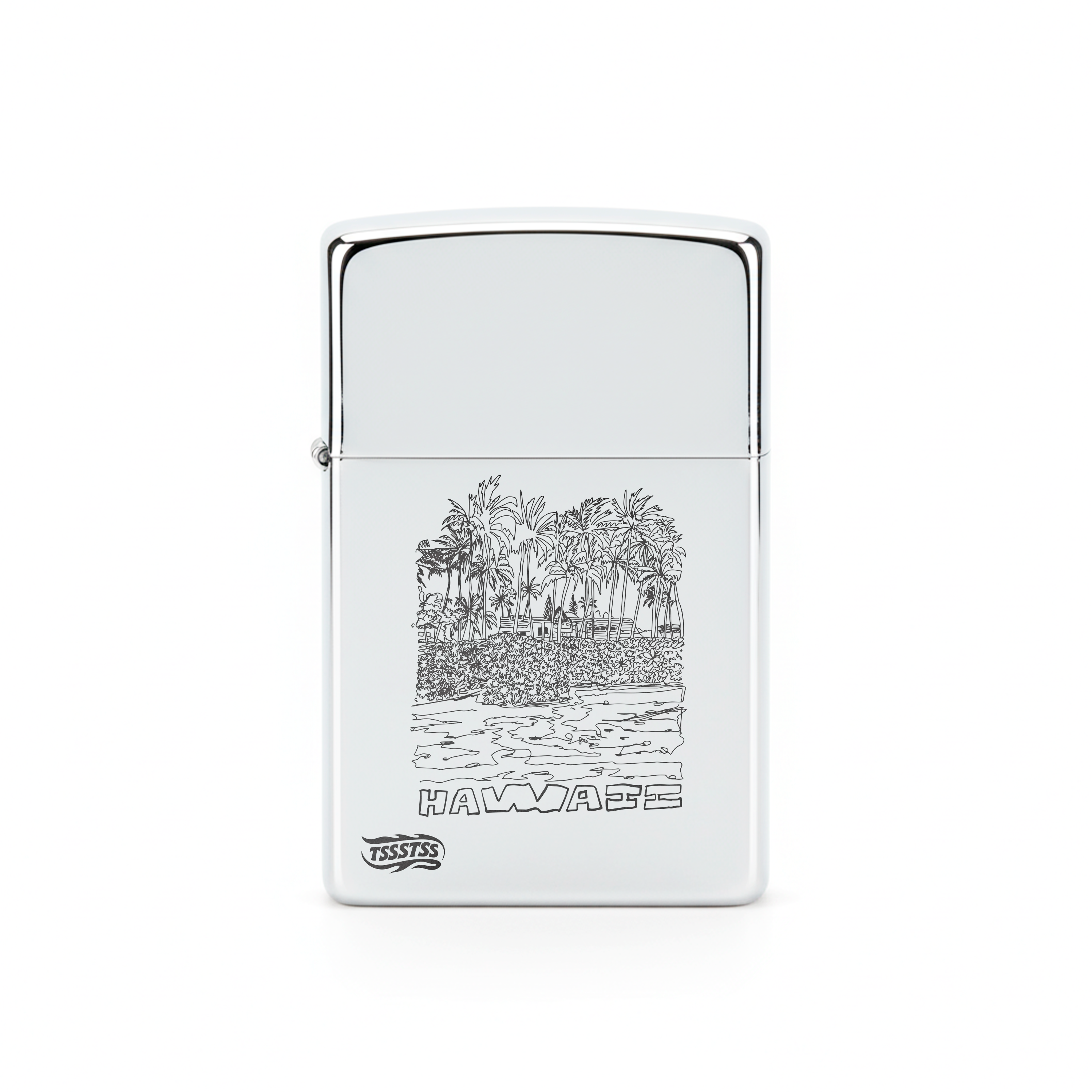 Isqueiro Cromado Polido 'Hawaii Palms'