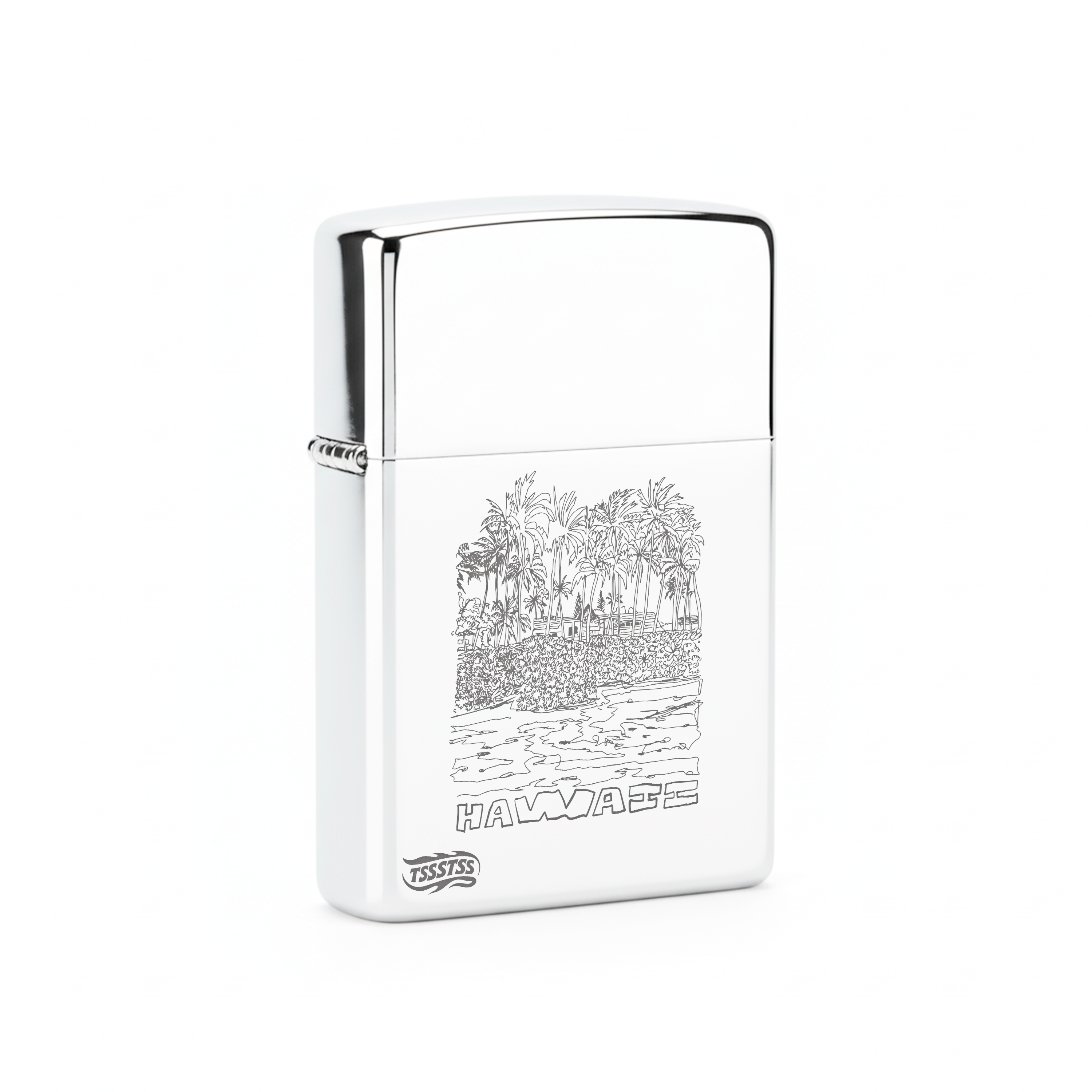 Isqueiro Cromado Polido 'Hawaii Palms'