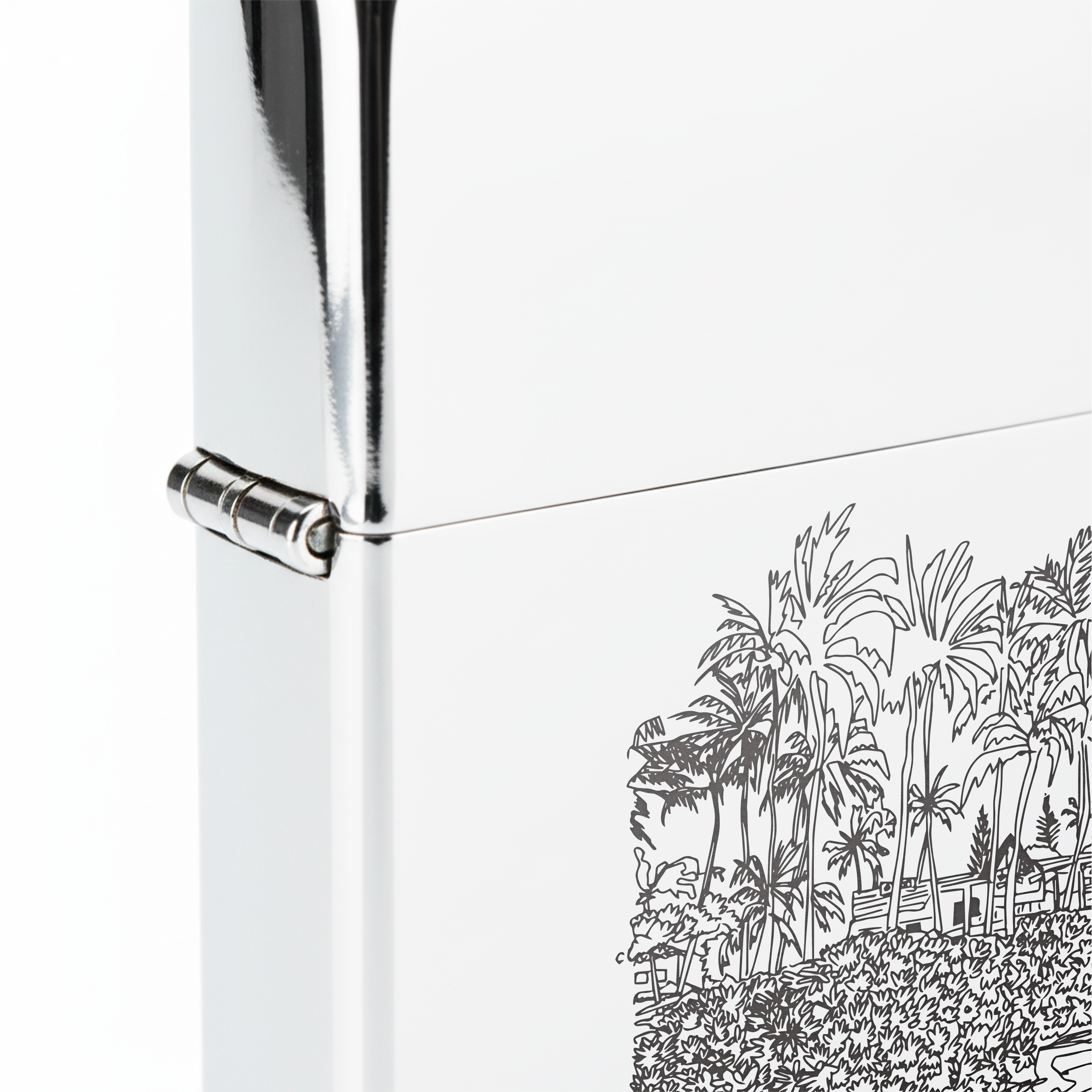 Isqueiro Cromado Polido 'Hawaii Palms'