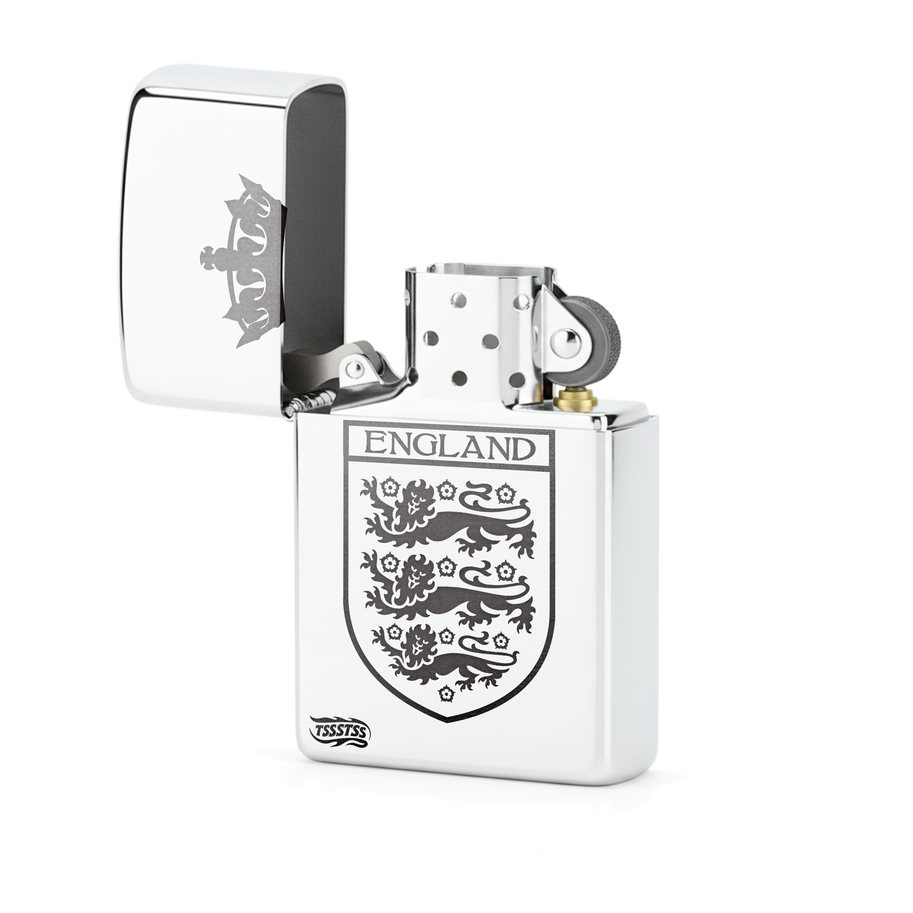 Isqueiro Cromado Polido 'England Crown'