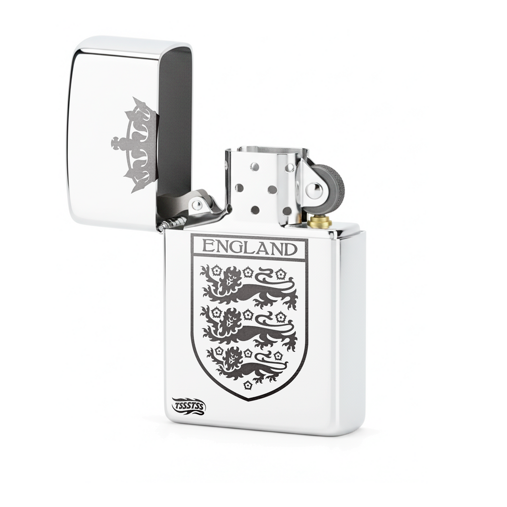 Isqueiro Cromado Polido 'England Crown' detalhe 2