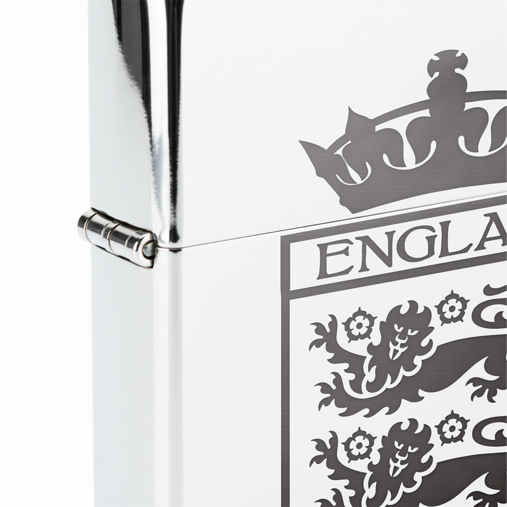Isqueiro Cromado Polido 'England Crown' detalhe 5