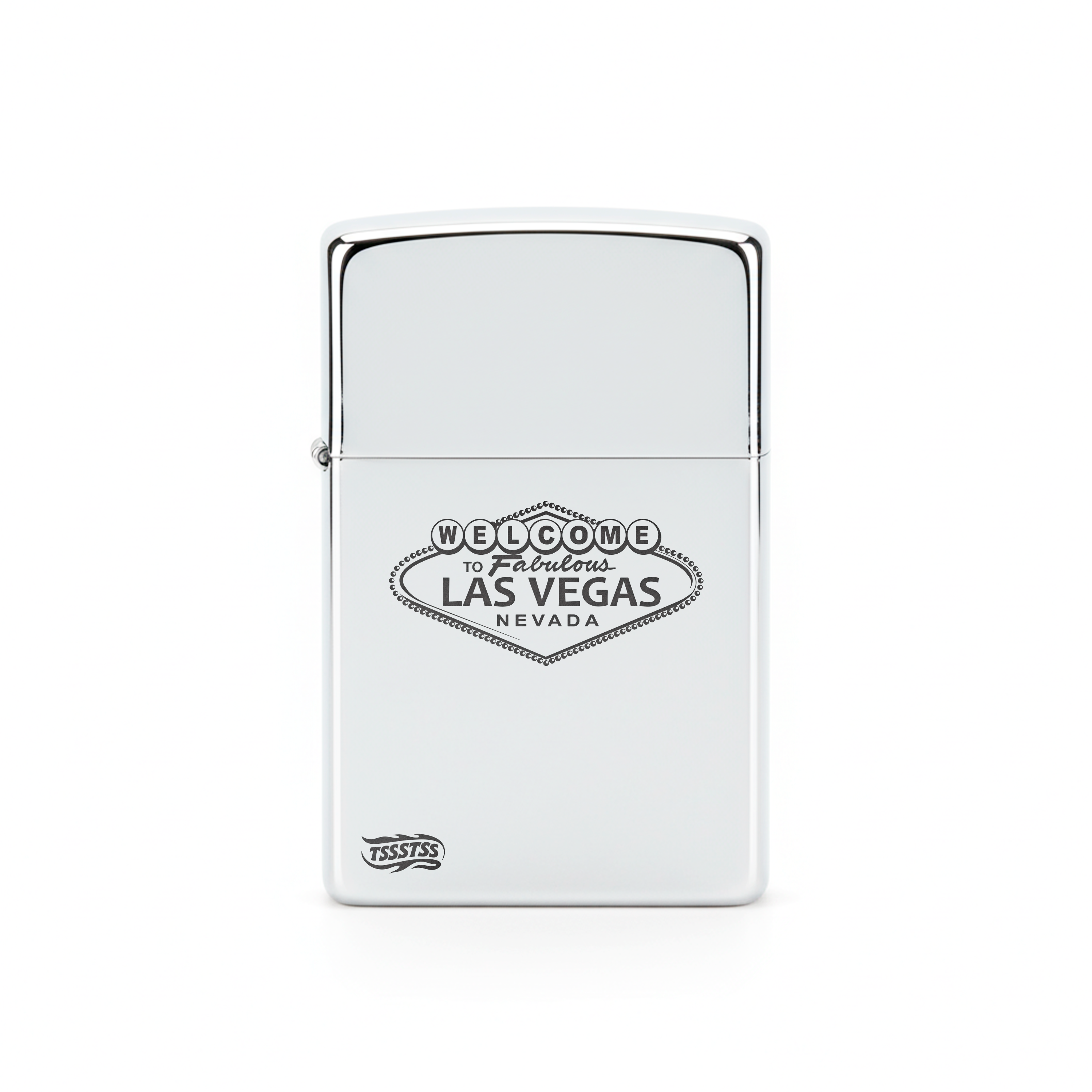 Isqueiro Cromado Polido 'Welcome to Las Vegas'