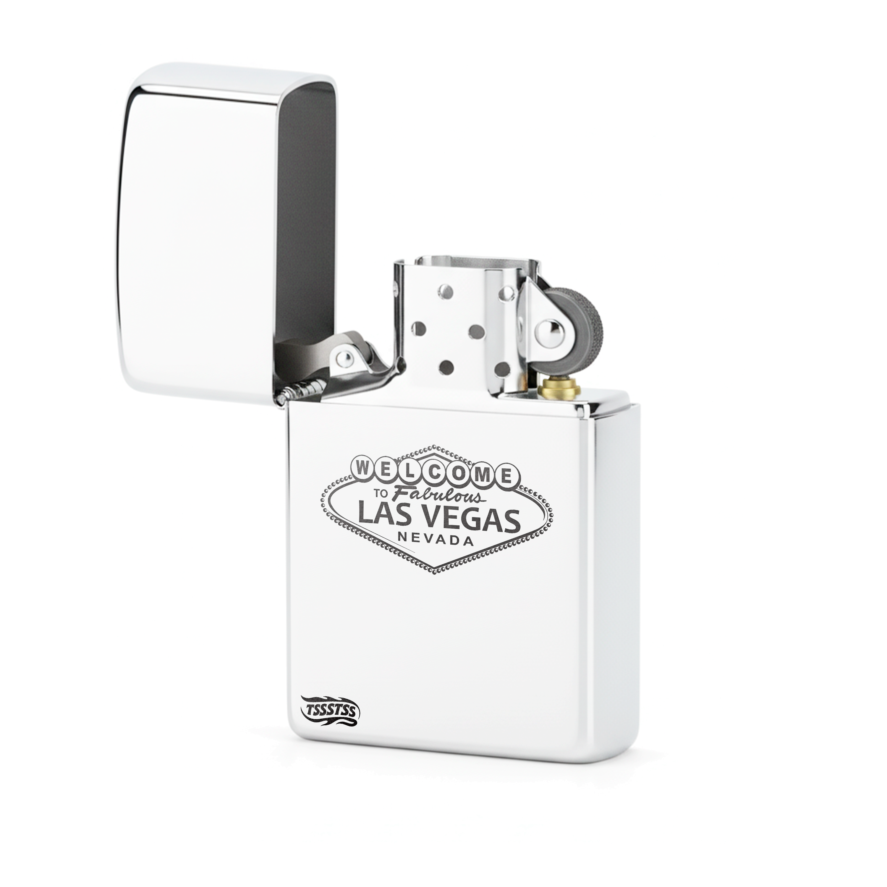Isqueiro Cromado Polido 'Welcome to Las Vegas'