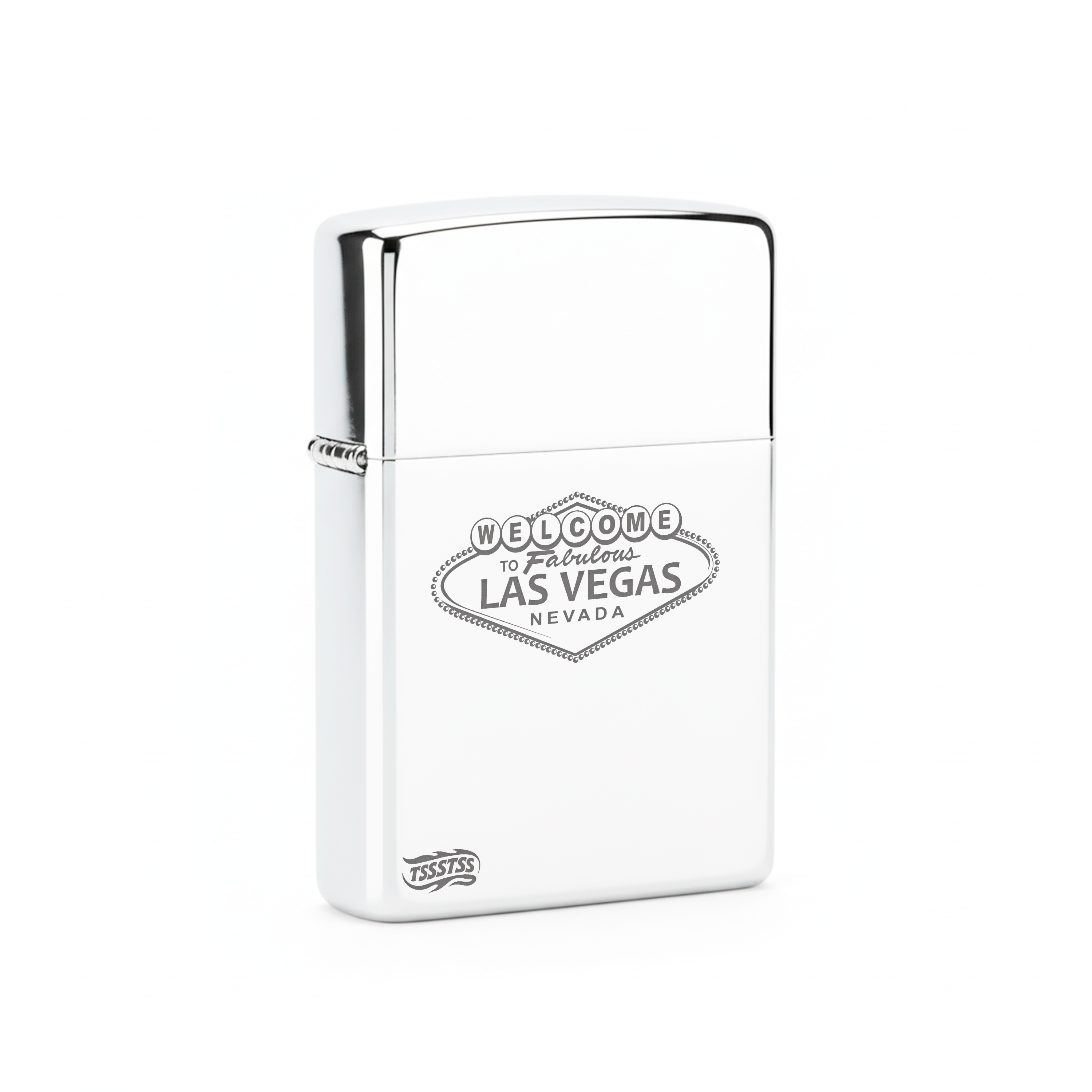 Isqueiro Cromado Polido 'Welcome to Las Vegas'