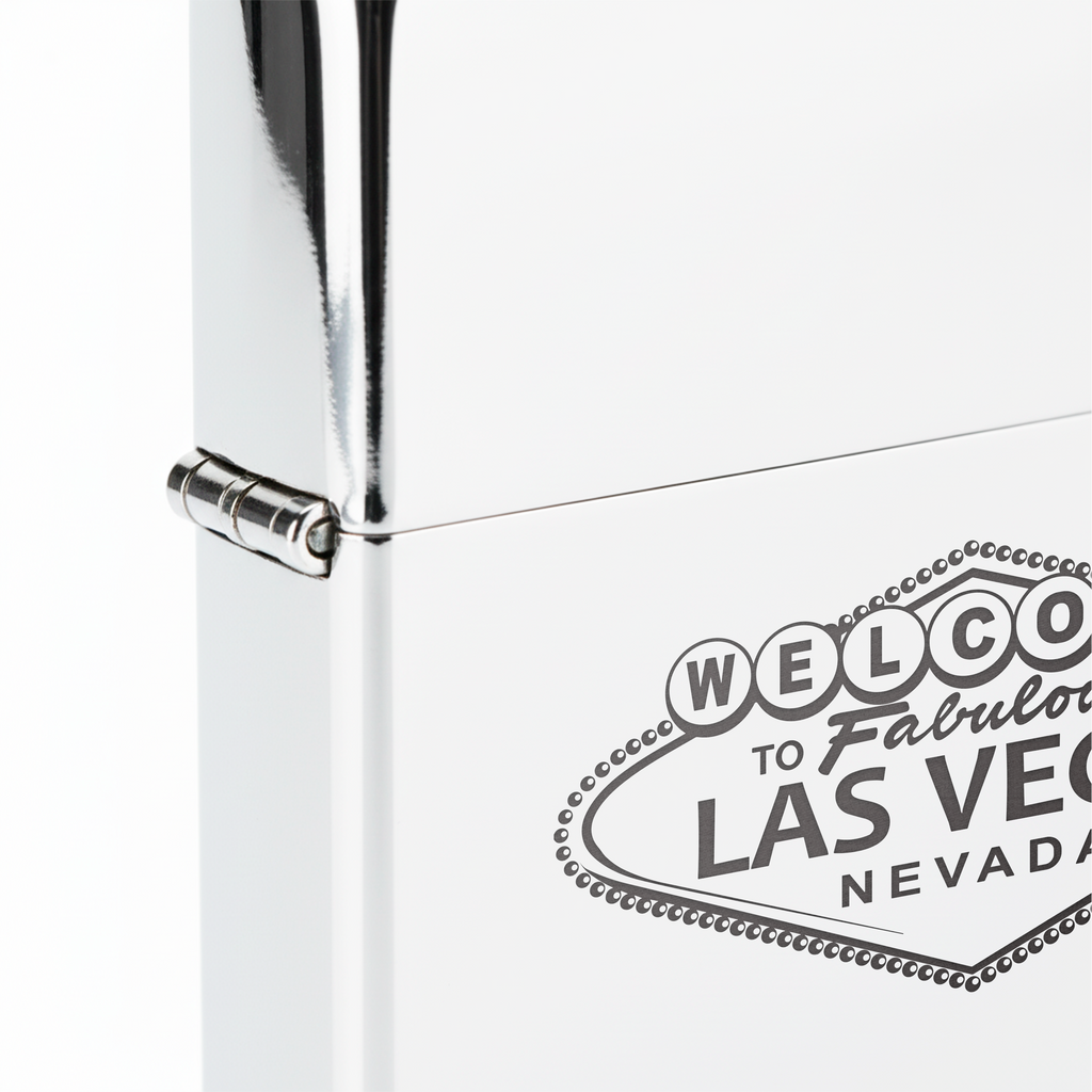 Isqueiro Cromado Polido 'Welcome to Las Vegas' detalhe 5