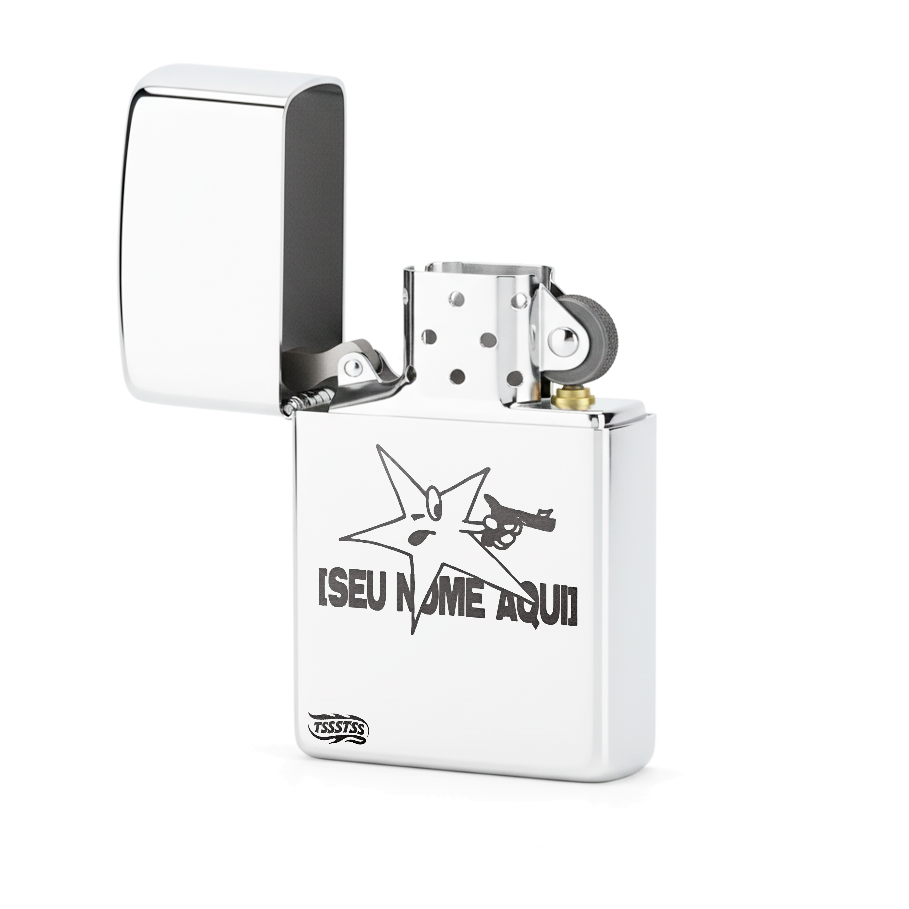 Isqueiro Cromado Personalizado 'Star Aim'