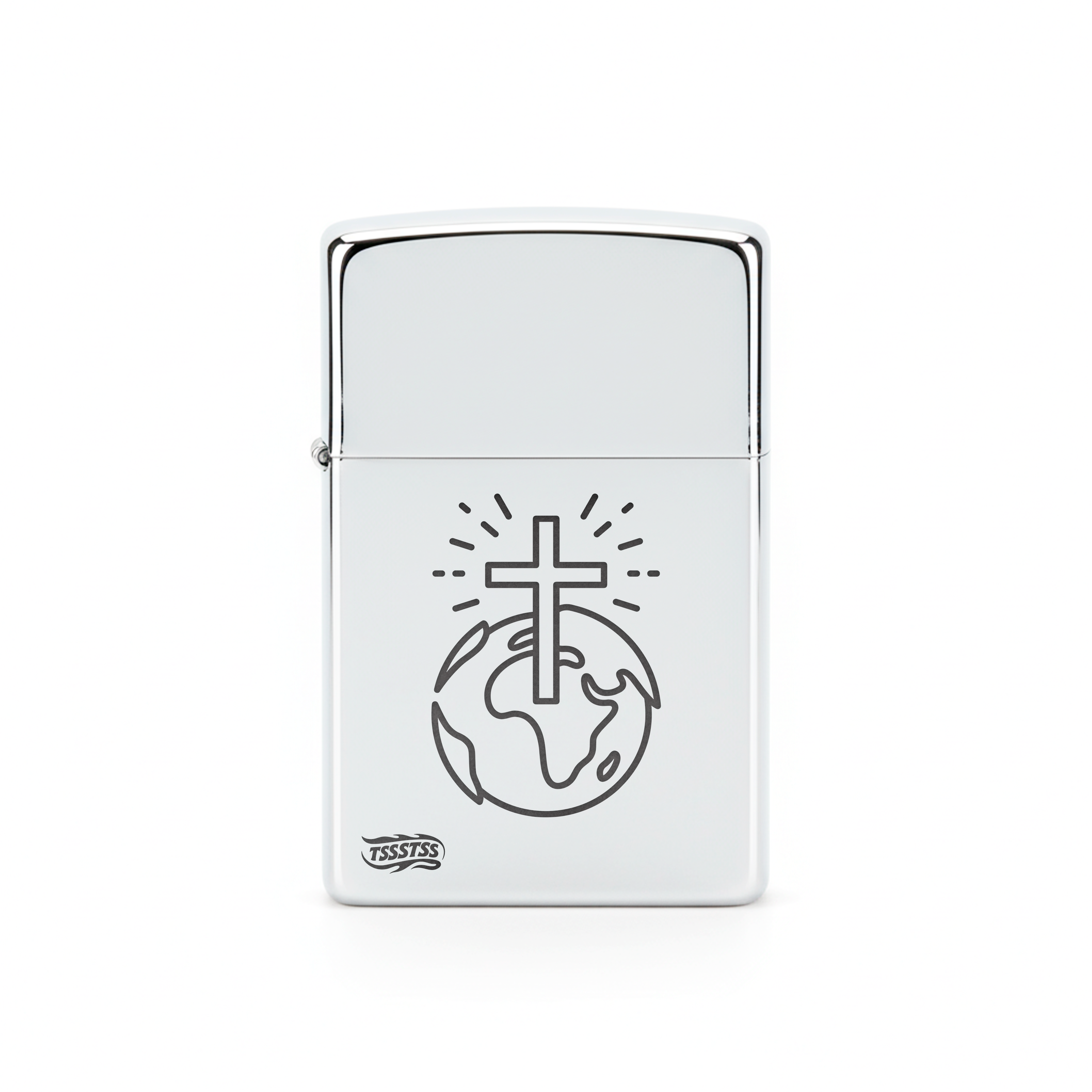 Isqueiro Cromado Polido 'Paz Mundial'