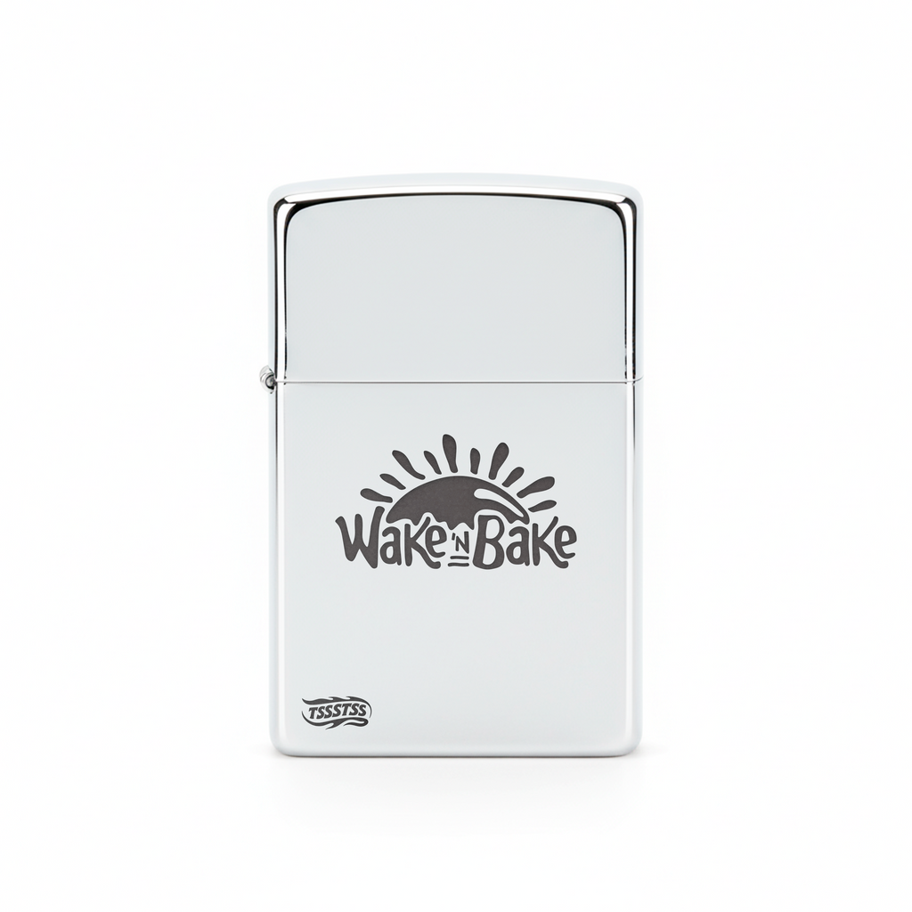 Isqueiro Cromado Polido 'Wake N Bake'