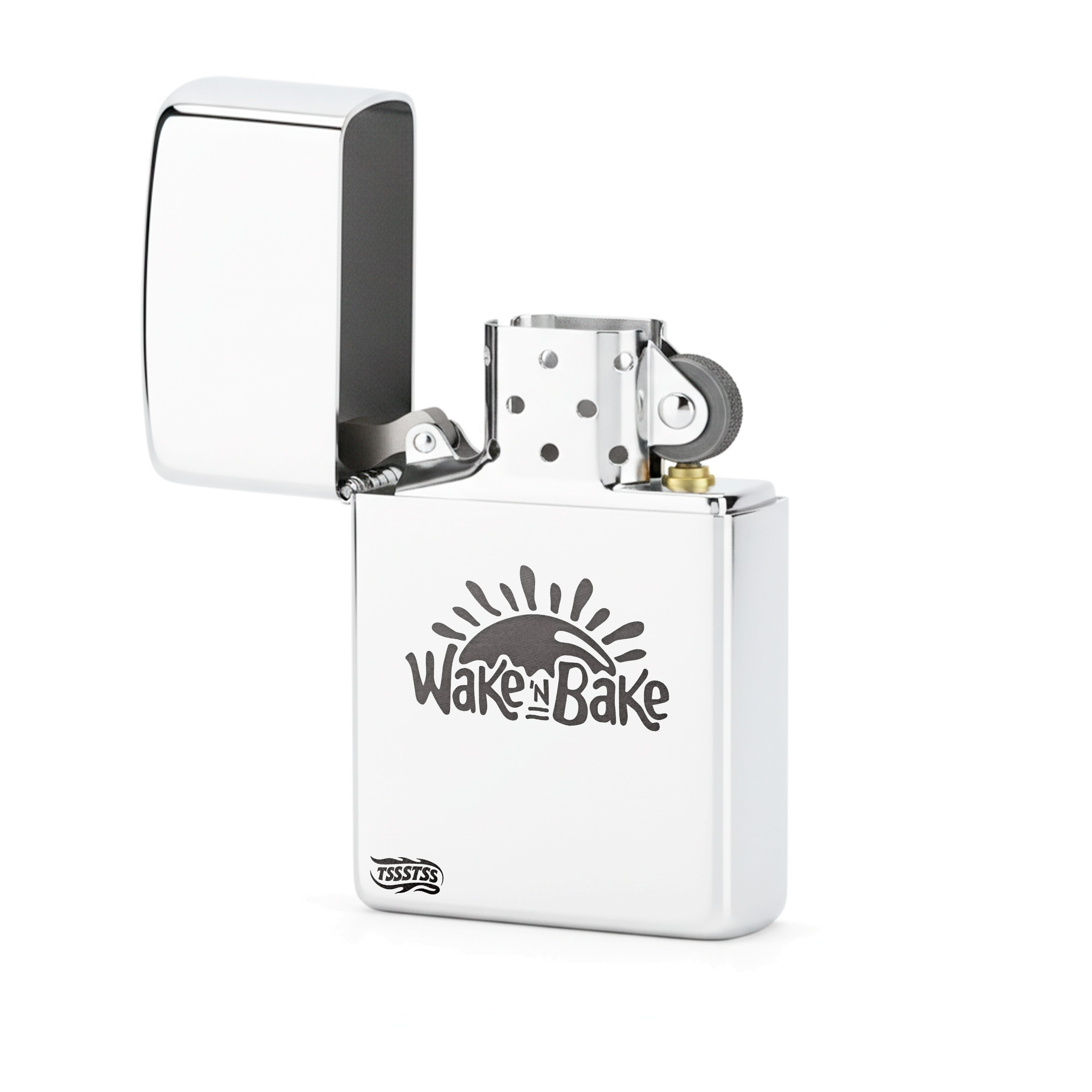 Isqueiro Cromado Polido 'Wake N Bake'