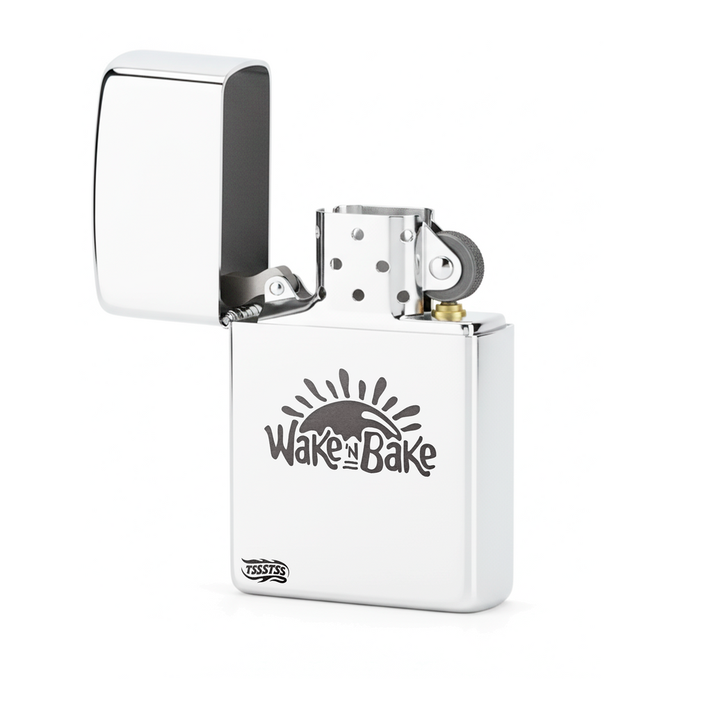 Isqueiro Cromado Polido 'Wake N Bake' detalhe 2