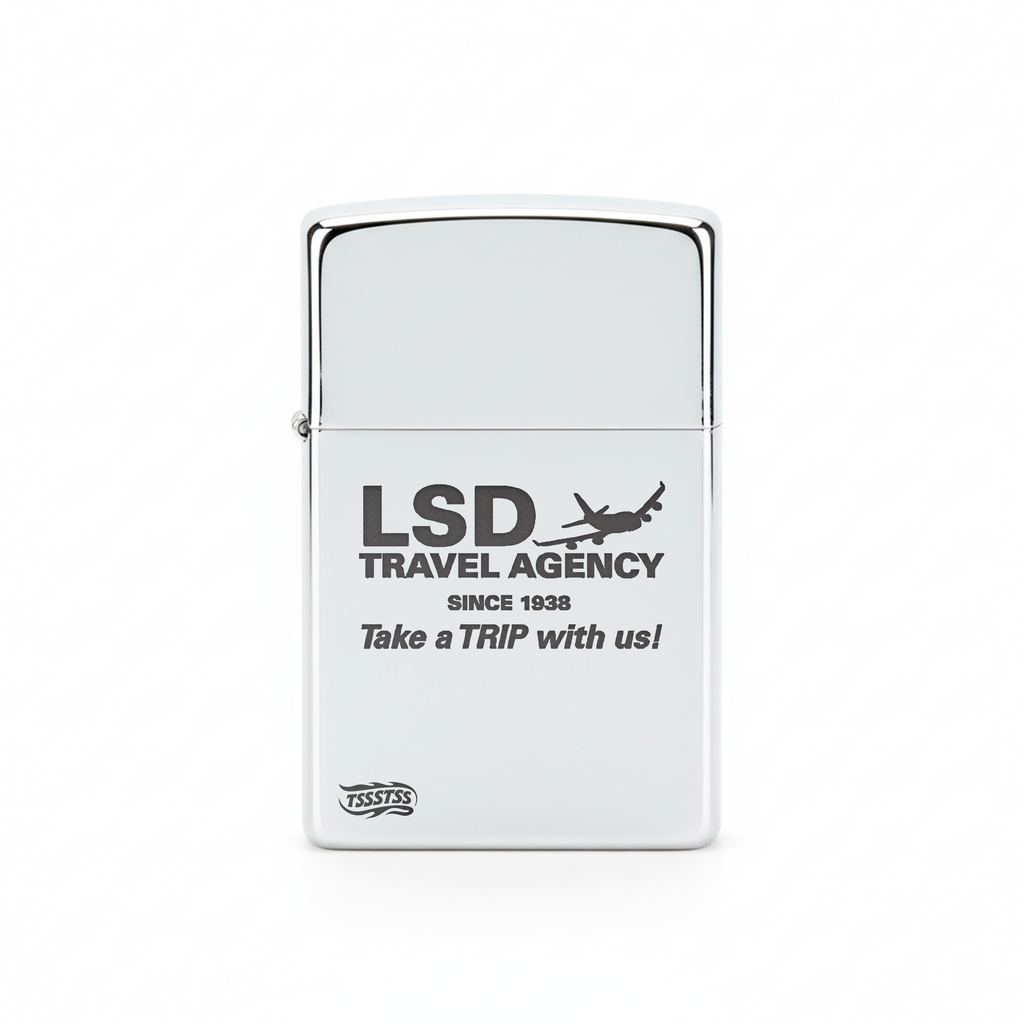 Isqueiro Cromado Polido 'Take A Trip With Us'