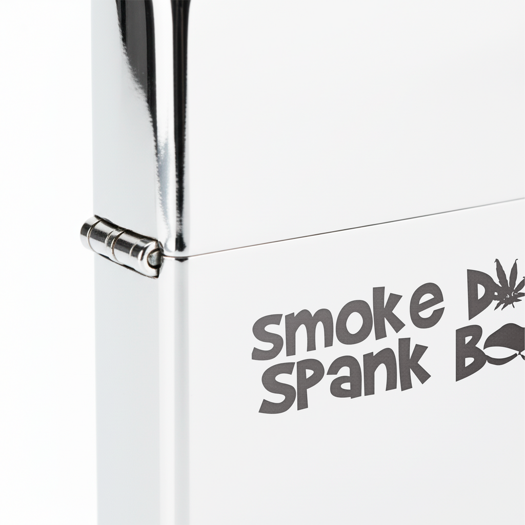 Isqueiro Cromado Polido 'Smoke D00bies Spank B00ties'