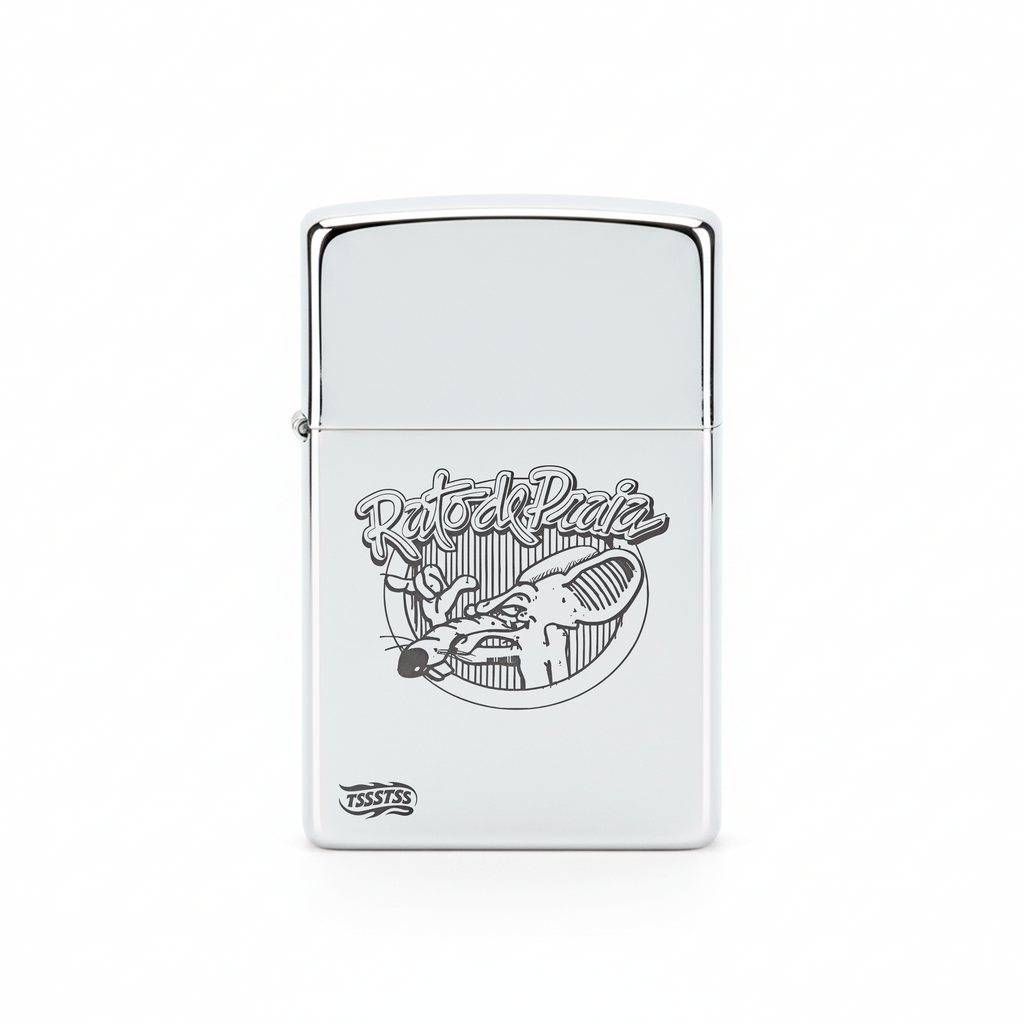 Isqueiro Cromado Polido 'Rato de Praia'