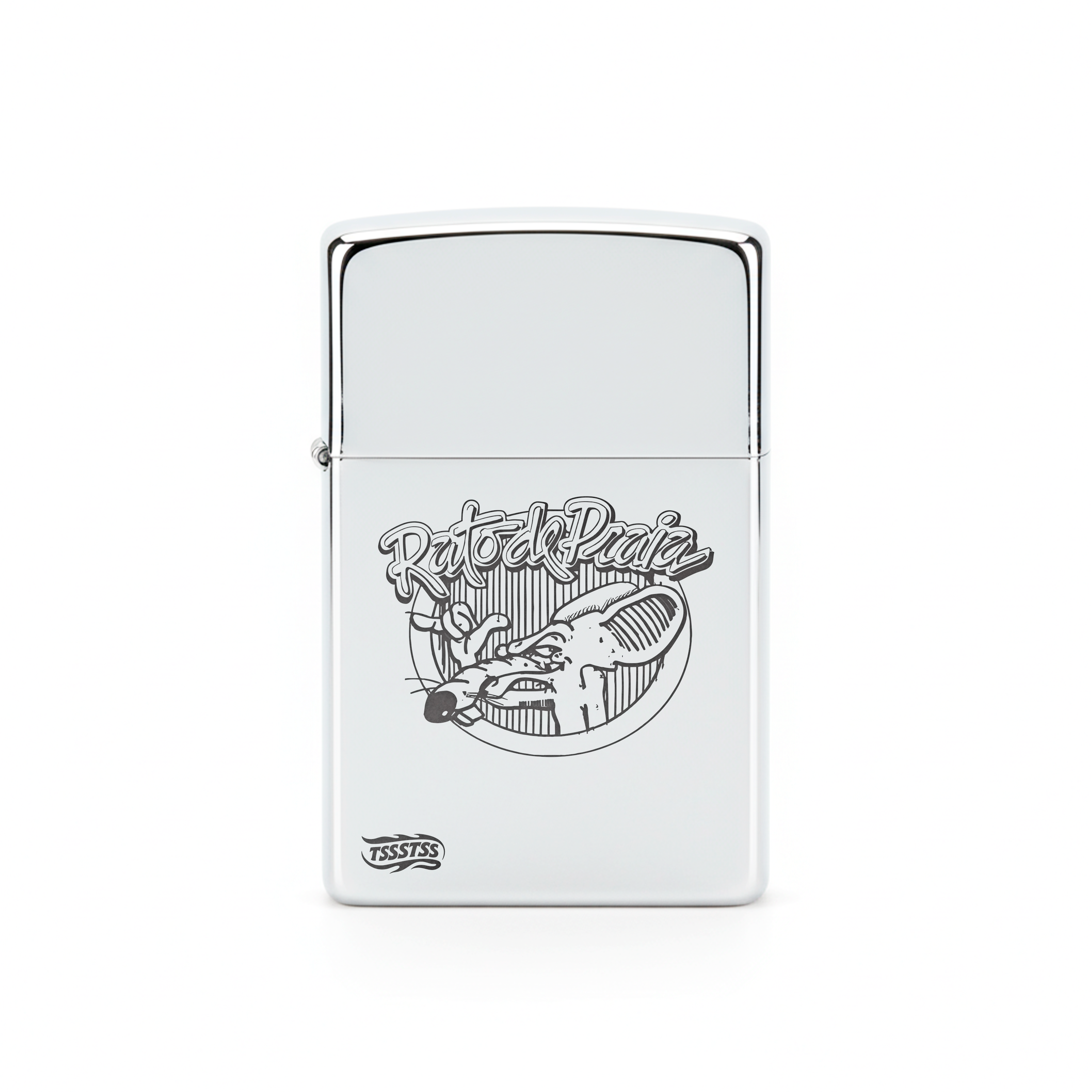 Isqueiro Cromado Polido 'Rato de Praia'