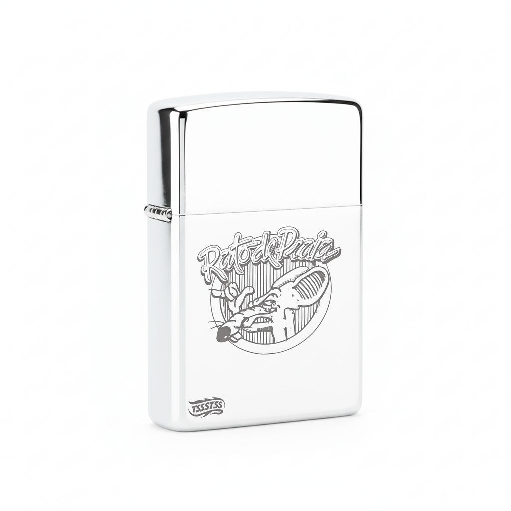 Isqueiro Cromado Polido 'Rato de Praia'