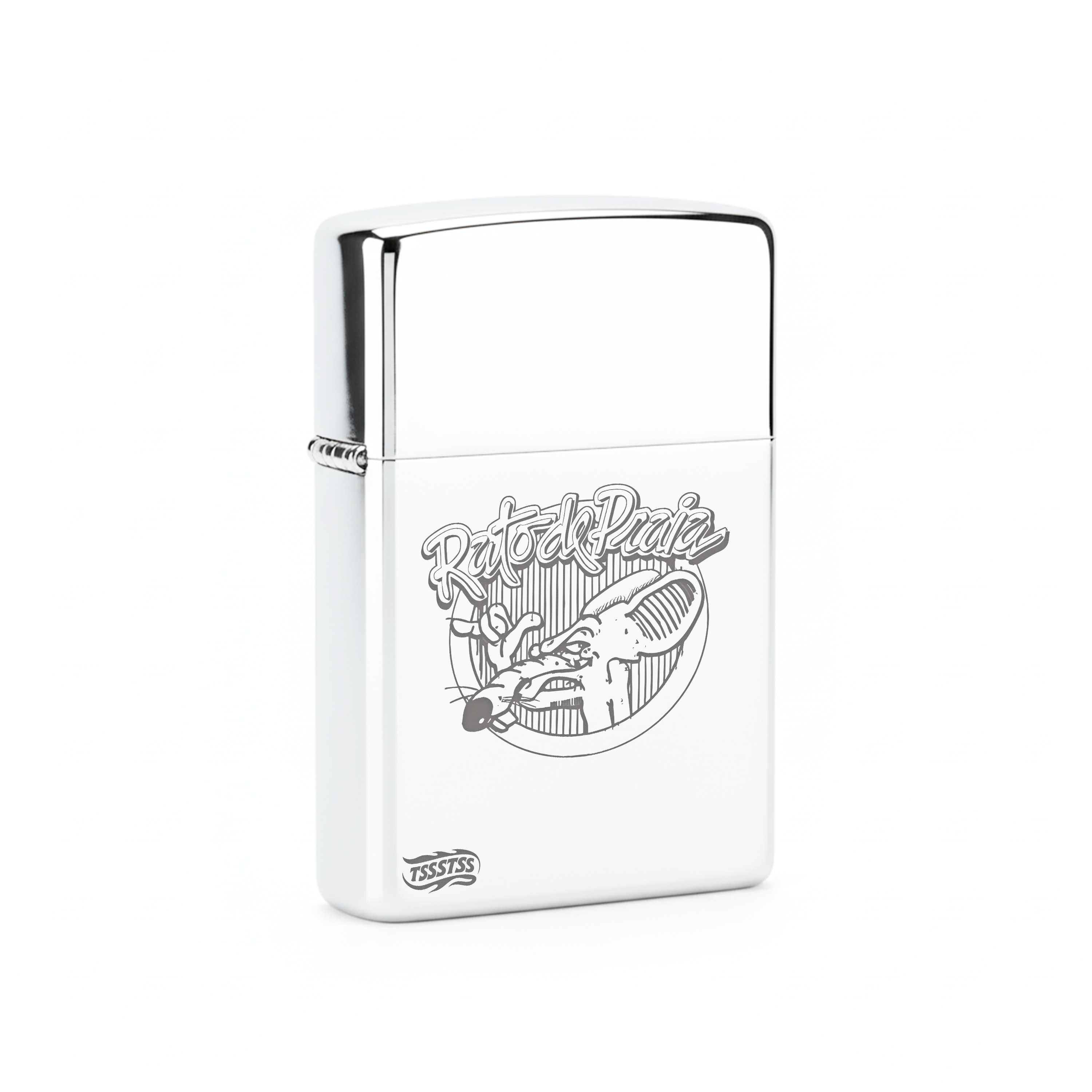 Isqueiro Cromado Polido 'Rato de Praia'