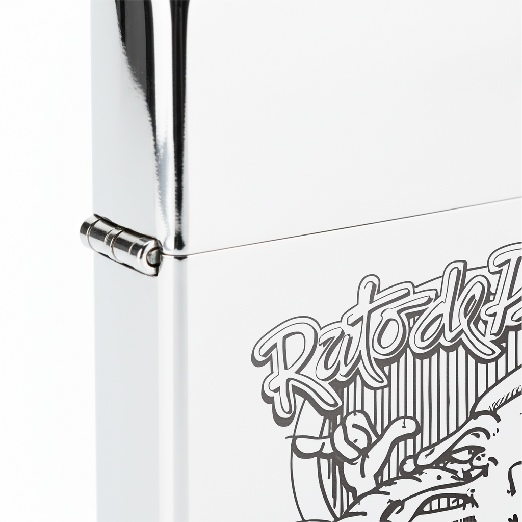 Isqueiro Cromado Polido 'Rato de Praia' detalhe 5