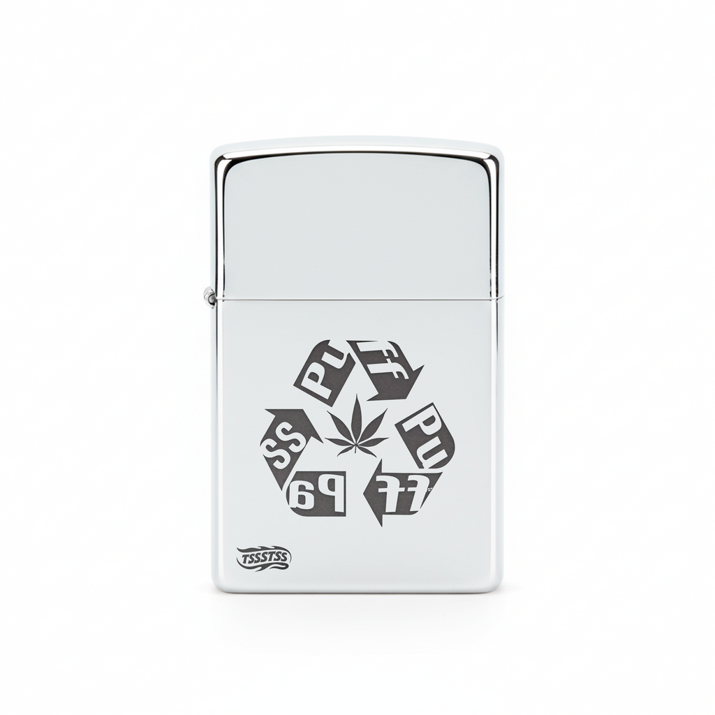 Isqueiro Cromado Polido 'Puff Puff Pass'