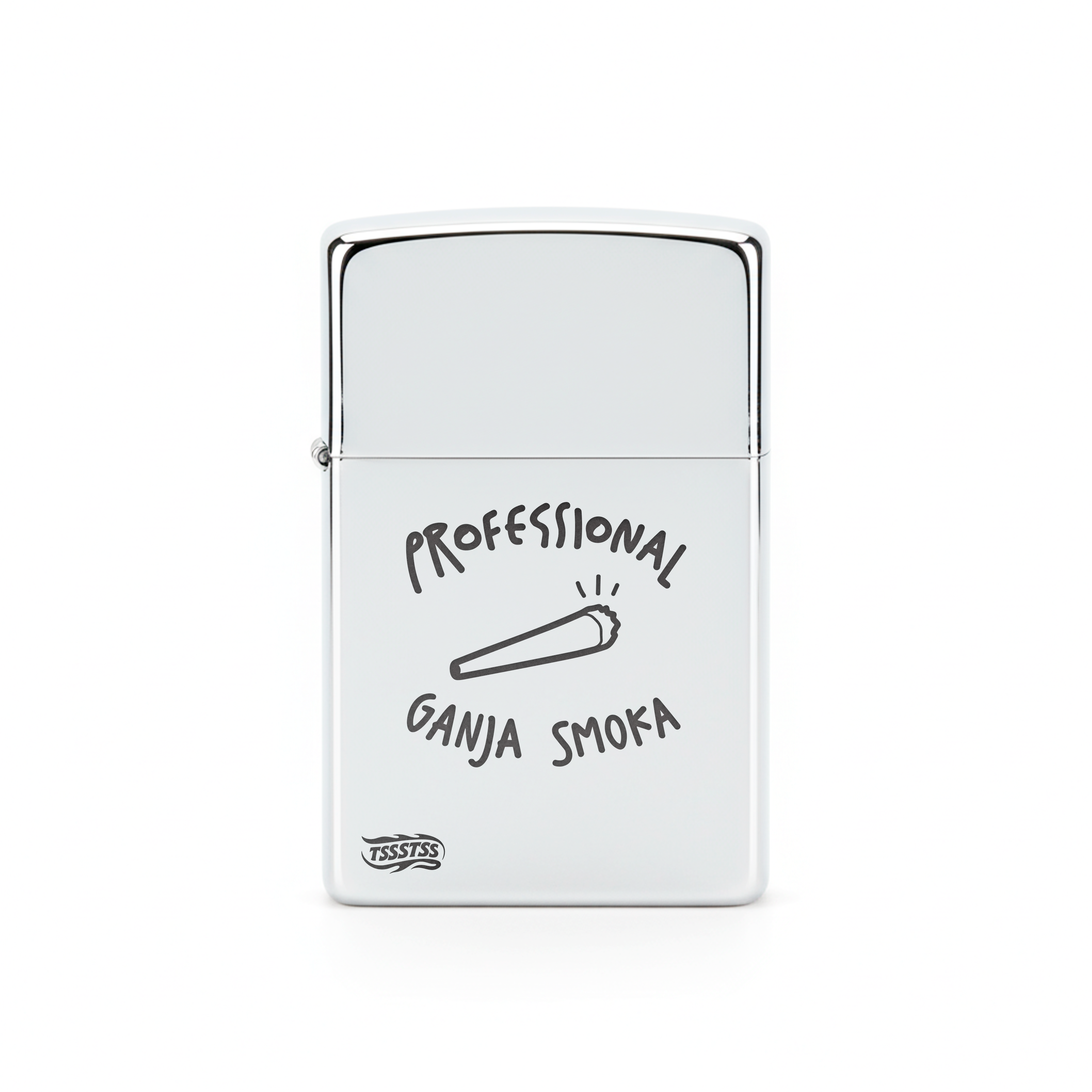 Isqueiro Cromado Polido 'Pro Ganja Smoka'