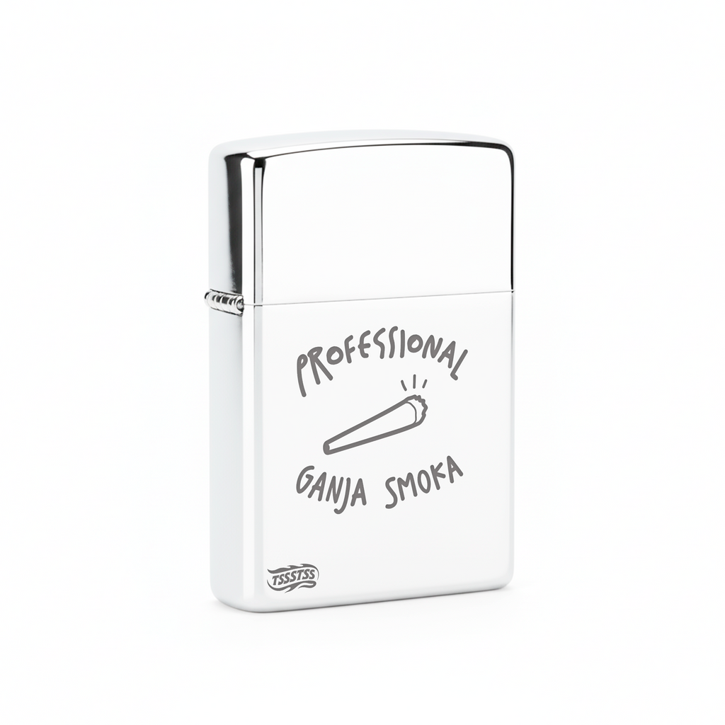 Isqueiro Cromado Polido 'Pro Ganja Smoka'