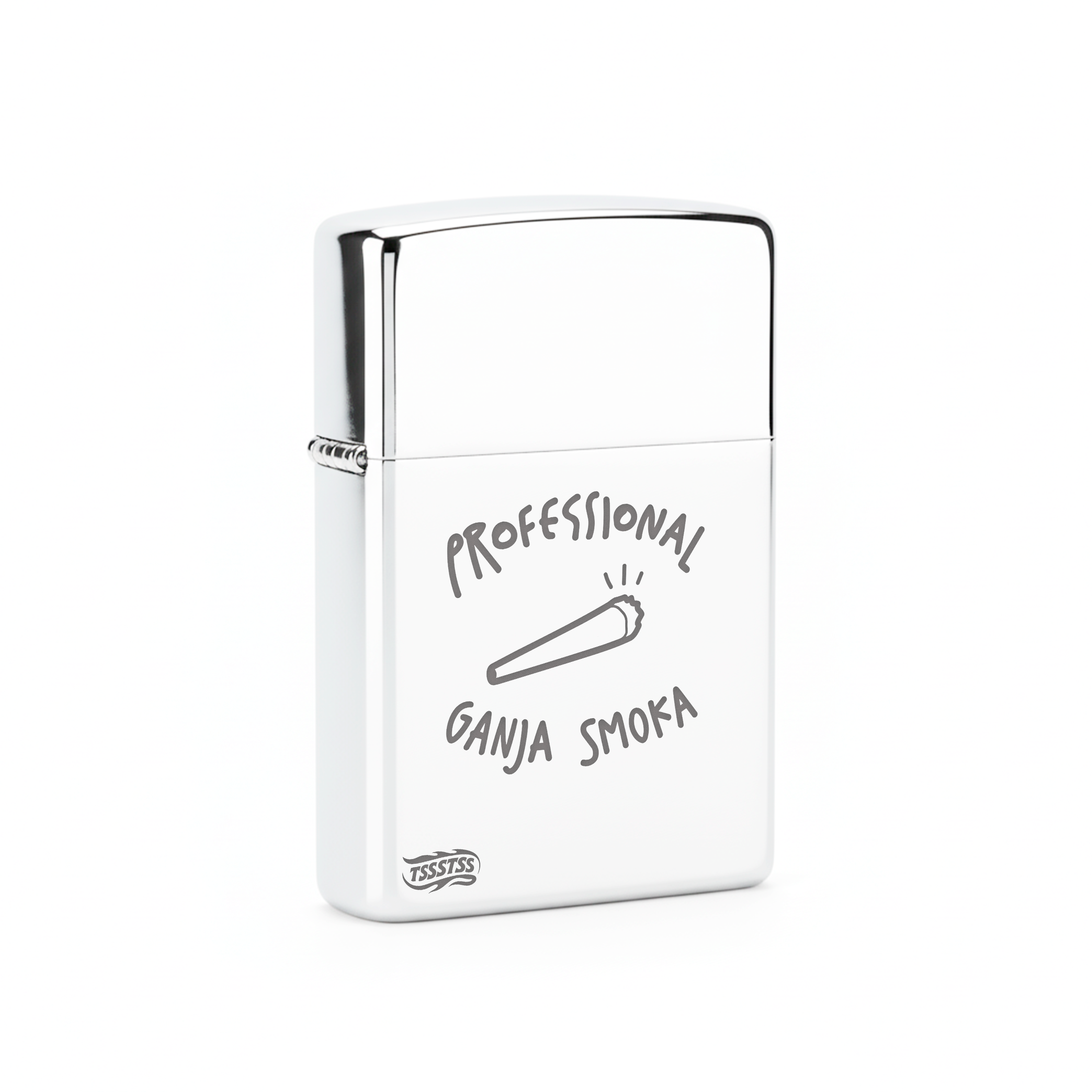 Isqueiro Cromado Polido 'Pro Ganja Smoka'