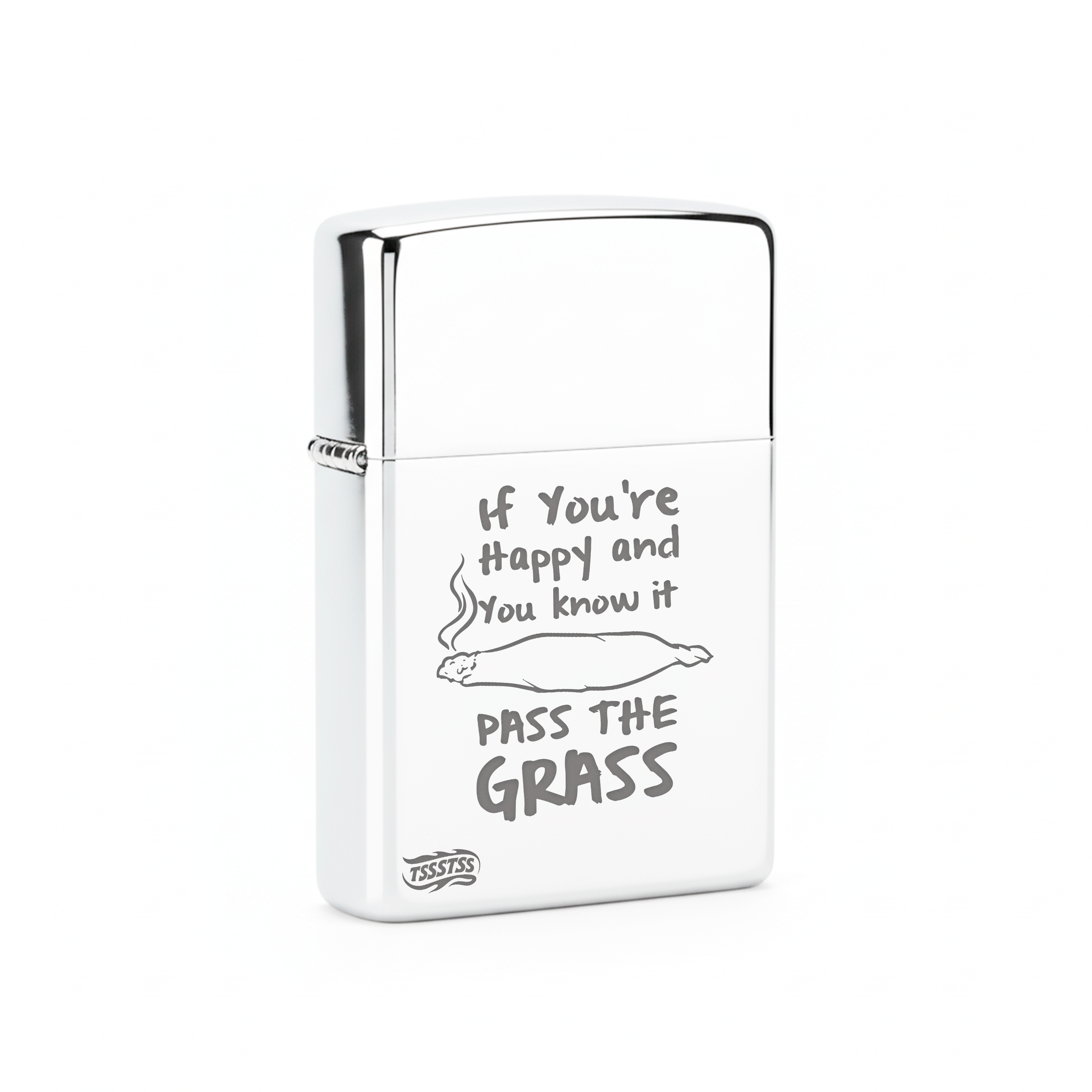 Isqueiro Cromado Polido 'Pass The Grass'