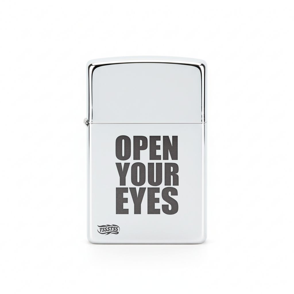 Isqueiro Cromado Polido 'Open Your Eyes'