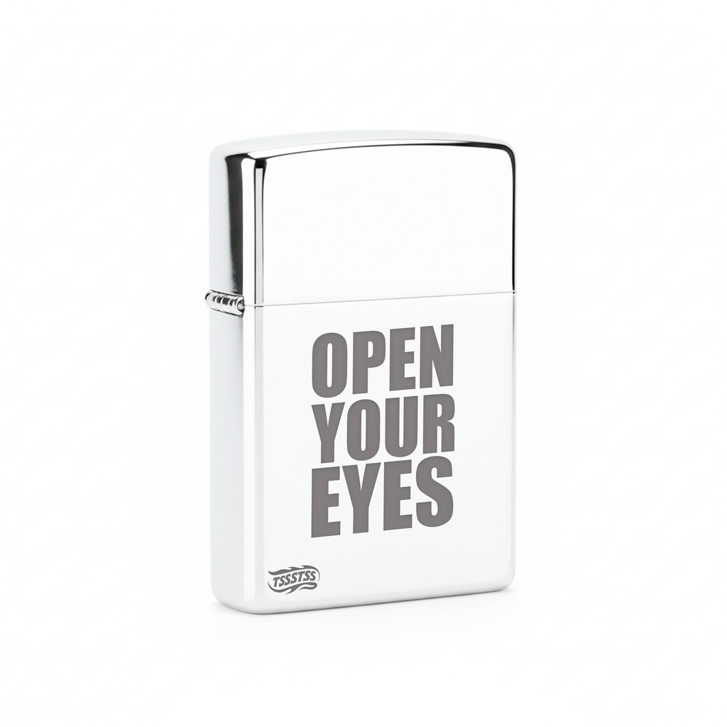 Isqueiro Cromado Polido 'Open Your Eyes'