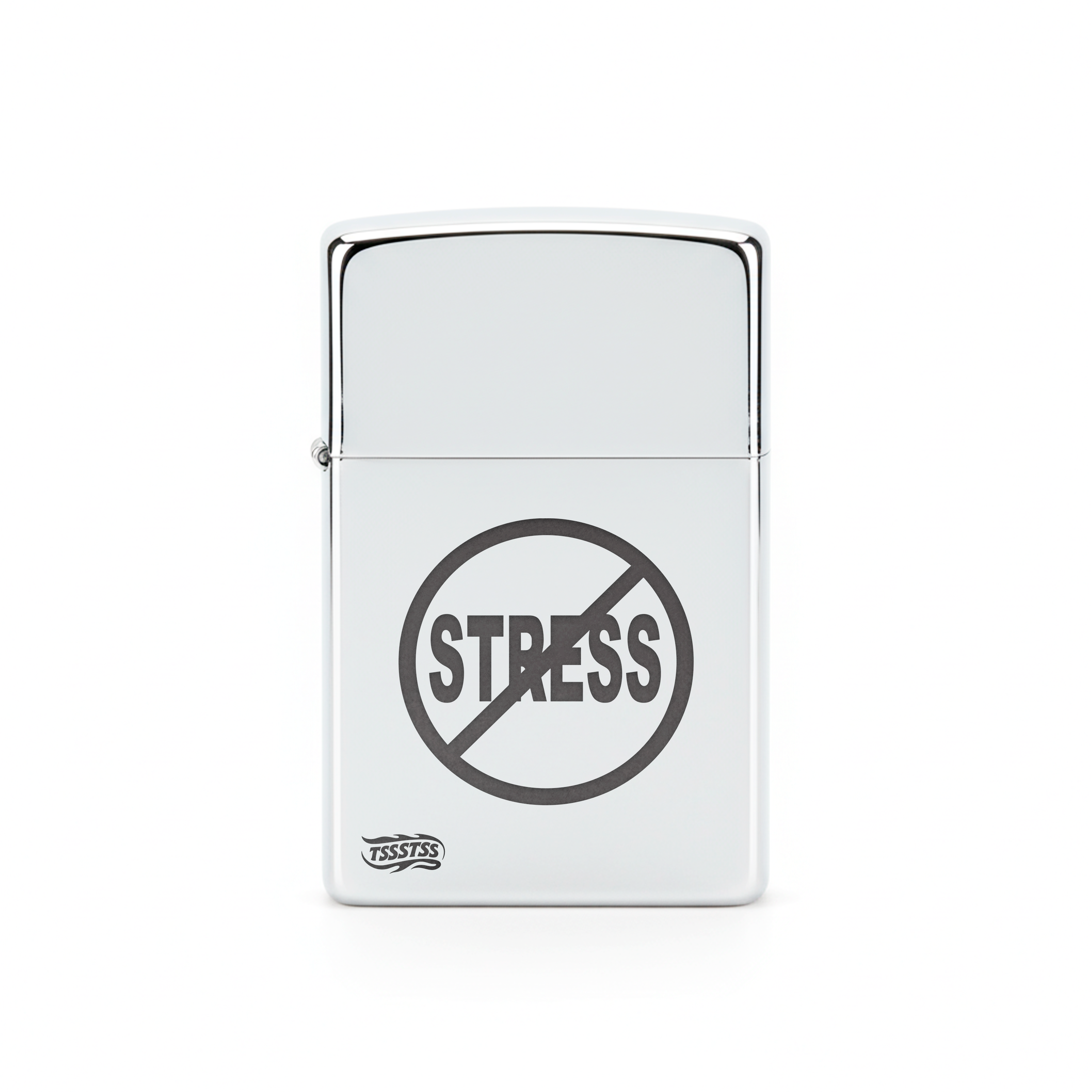 Isqueiro Cromado Polido 'No Stress'