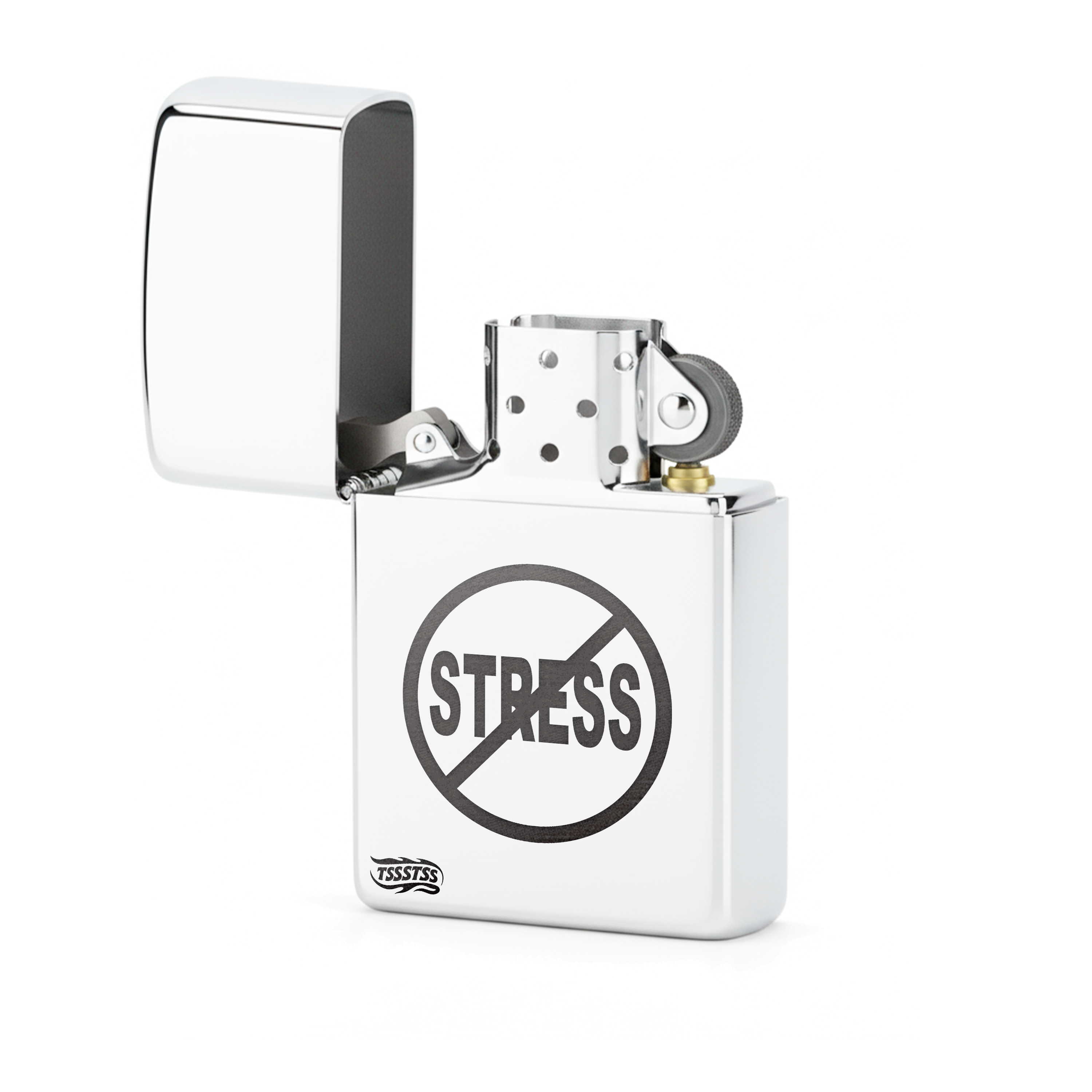 Isqueiro Cromado Polido 'No Stress'