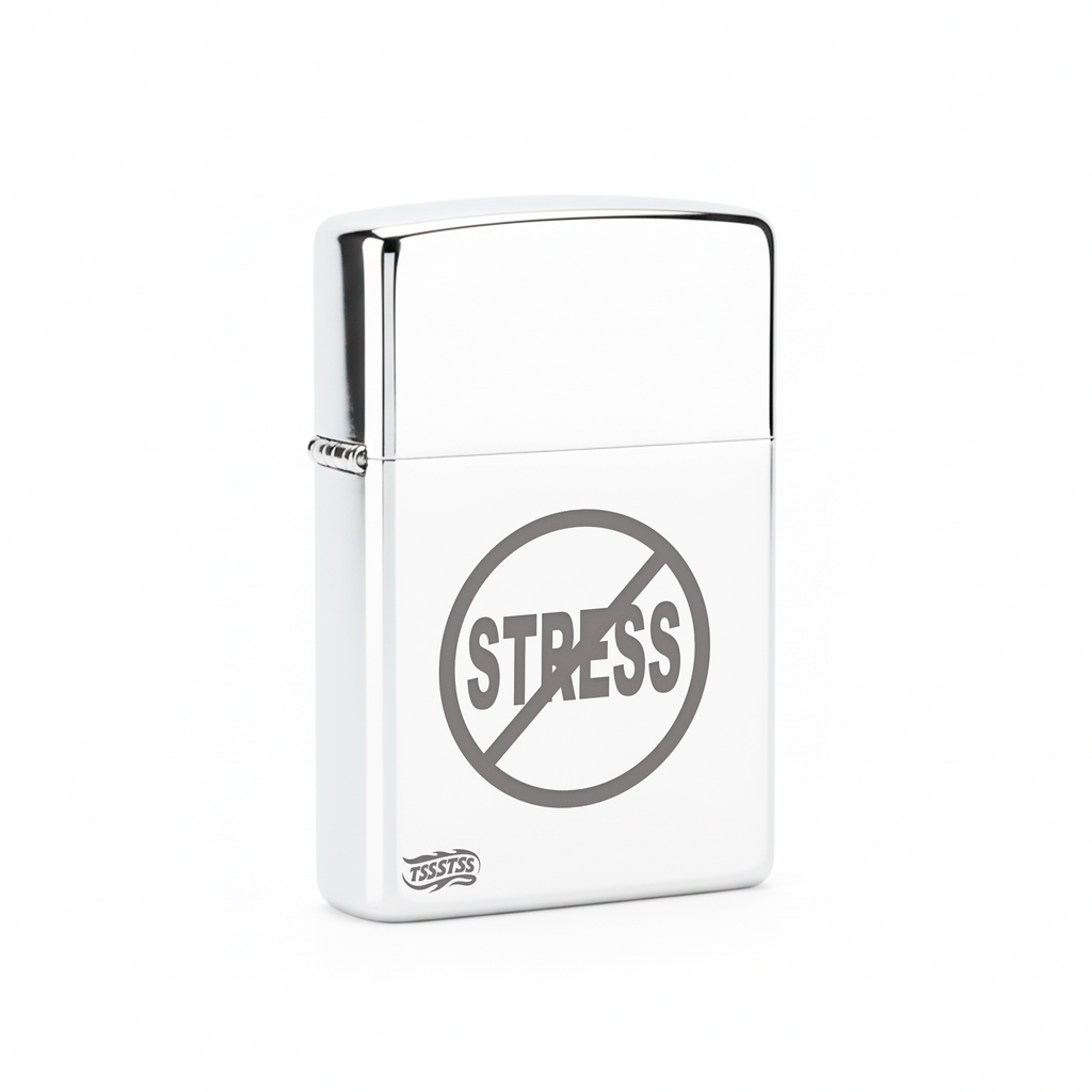 Isqueiro Cromado Polido 'No Stress' detalhe 3