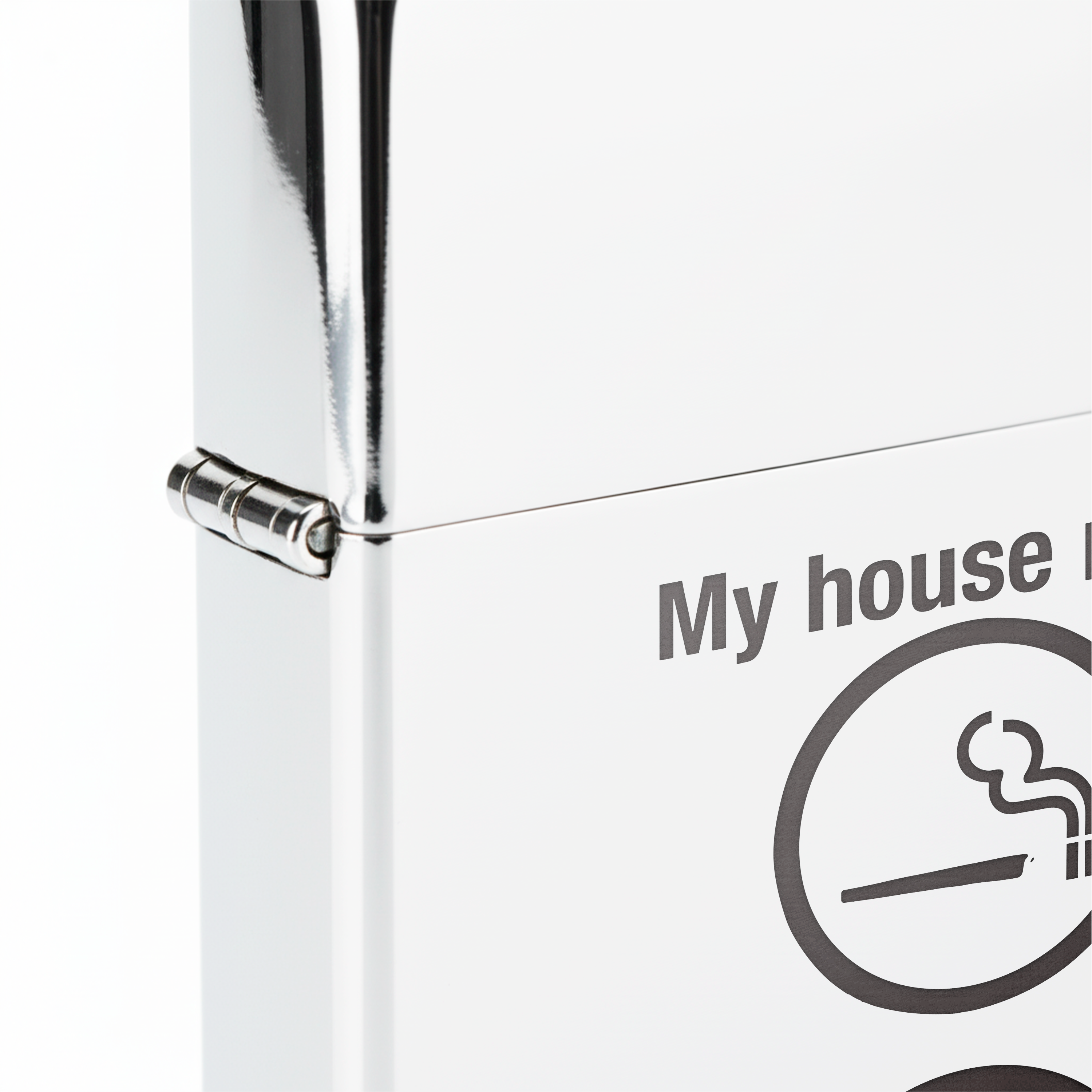 Isqueiro Cromado Polido 'My House Rules'