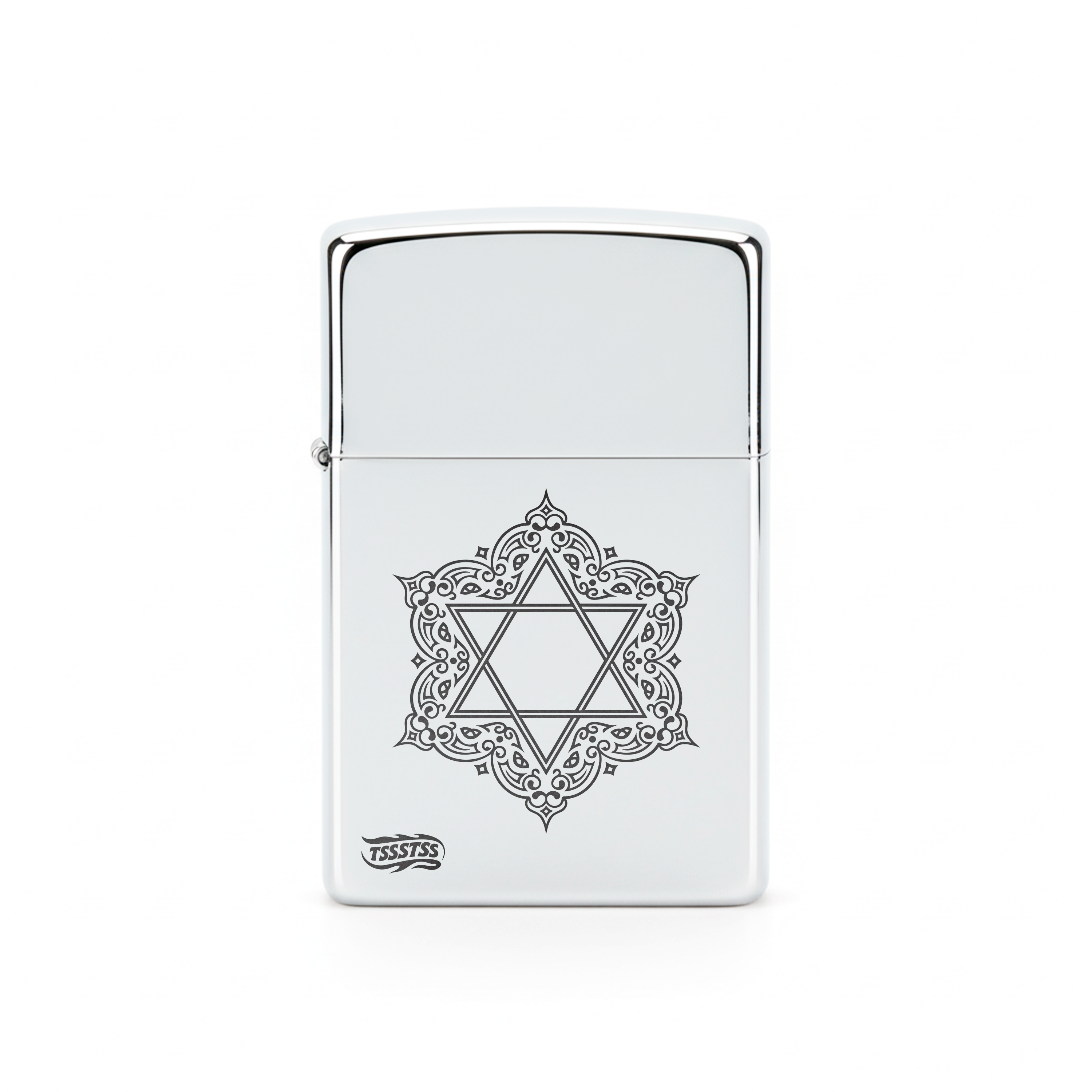 Isqueiro Cromado Polido 'Magen David'