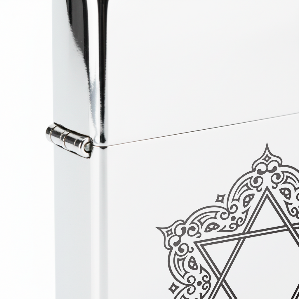 Isqueiro Cromado Polido 'Magen David'