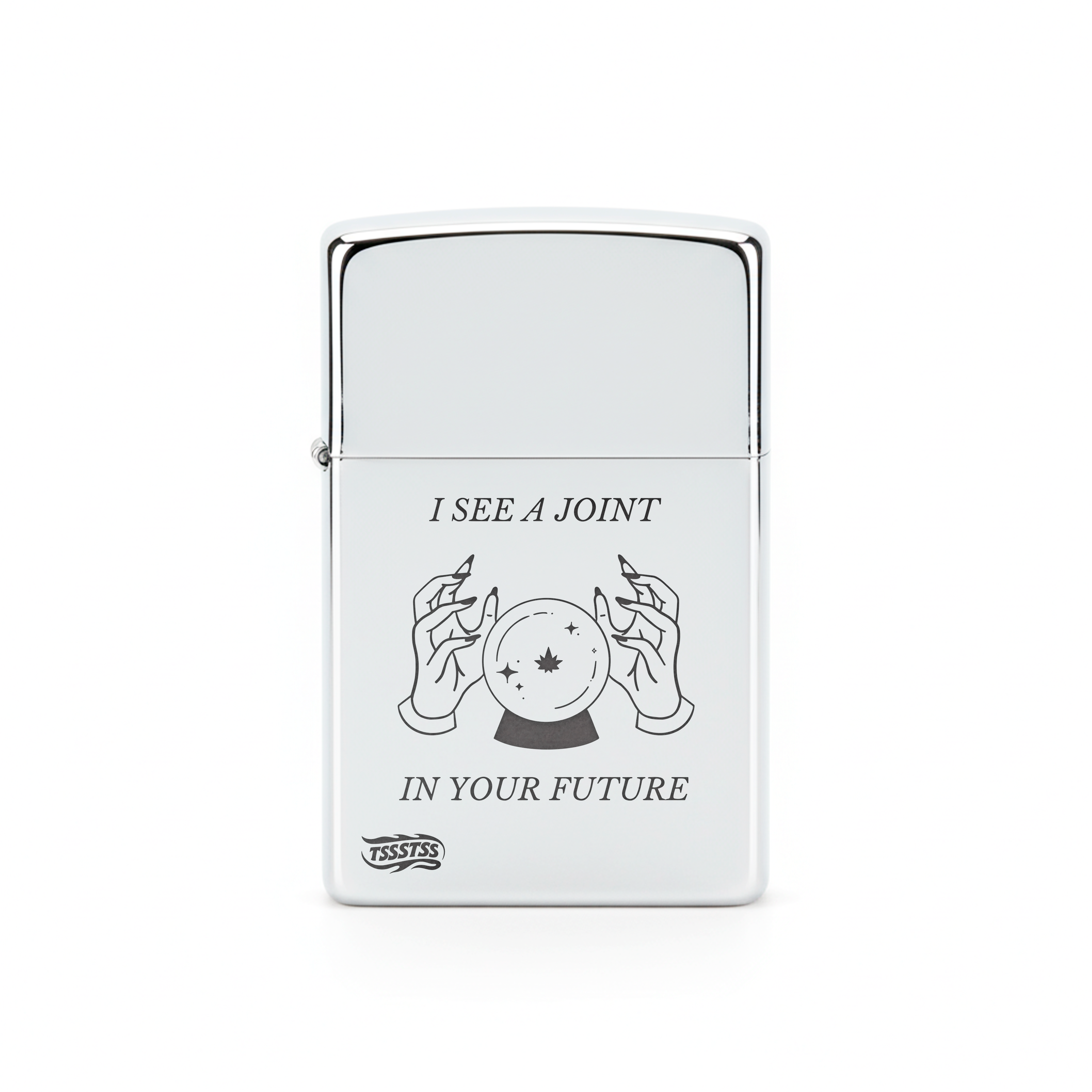 Isqueiro Cromado Polido 'I See A Joint In Your Future'