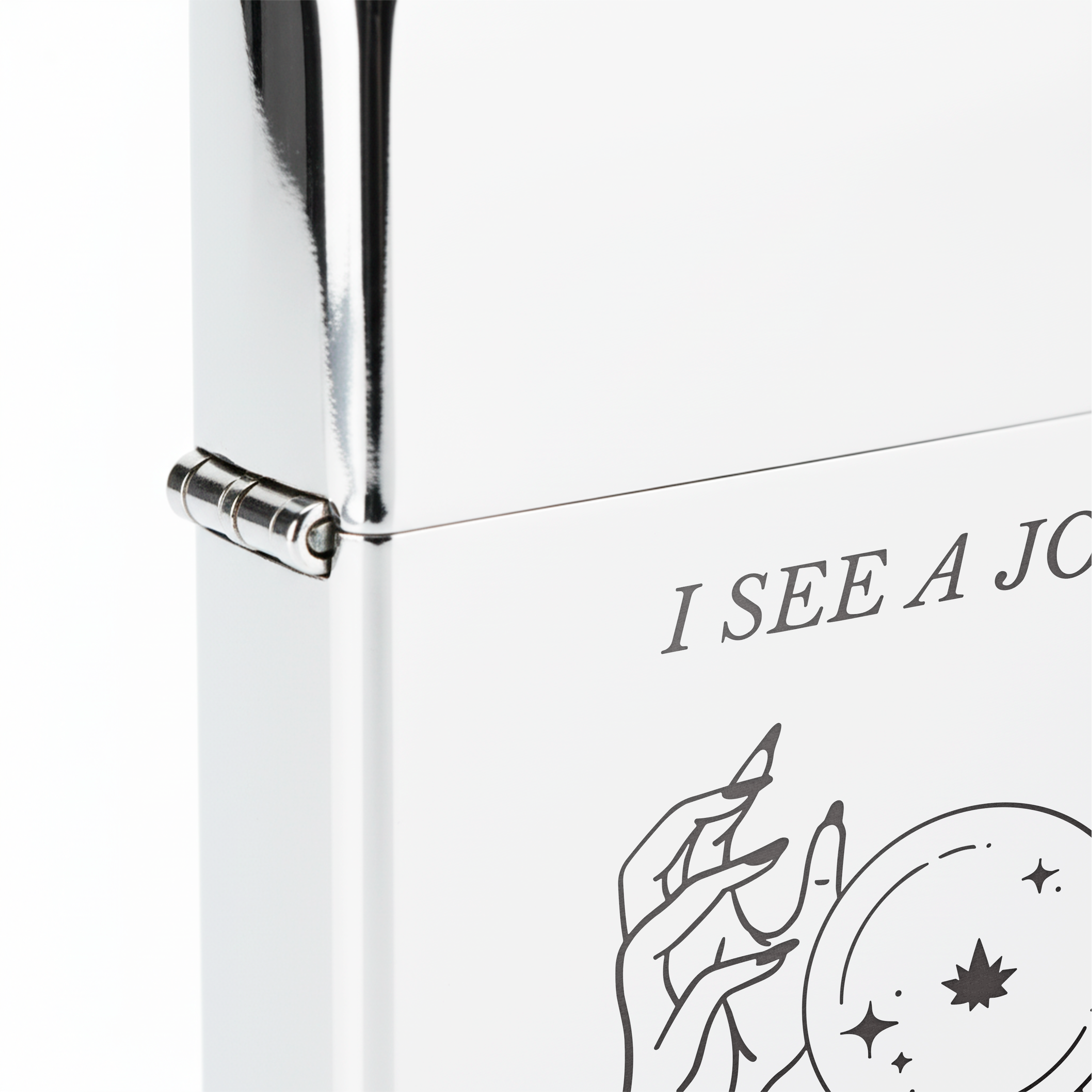 Isqueiro Cromado Polido 'I See A Joint In Your Future'