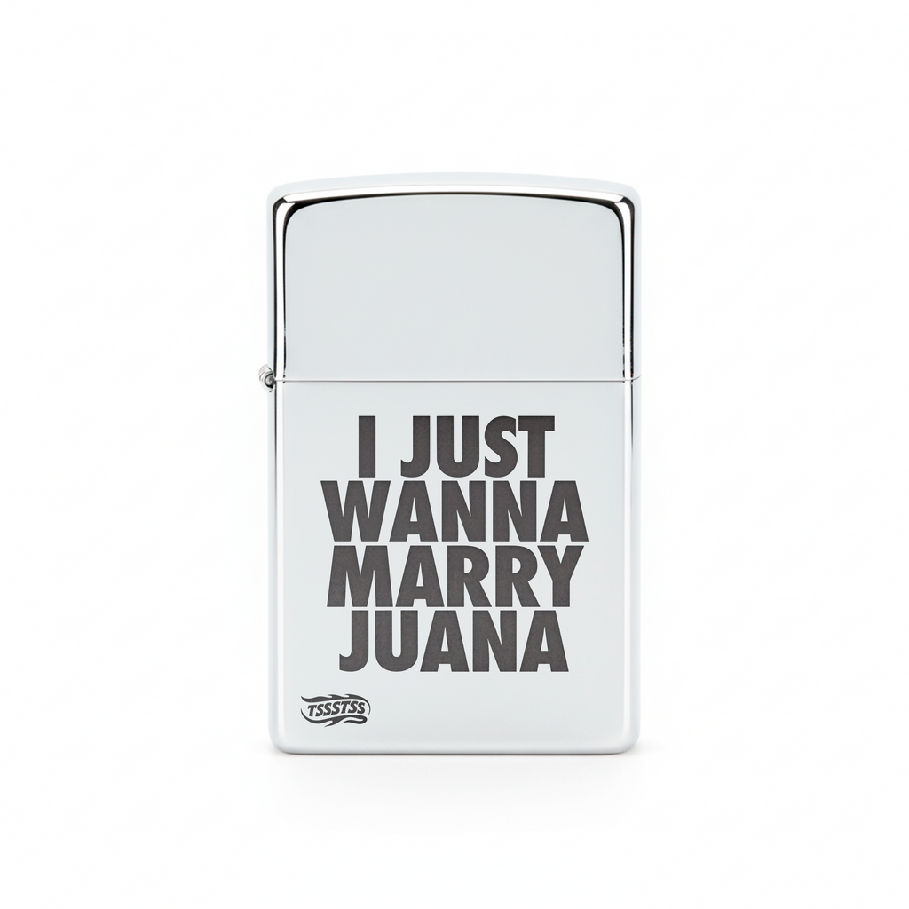 Isqueiro Cromado Polido 'I Just Wanna Marry Juana'