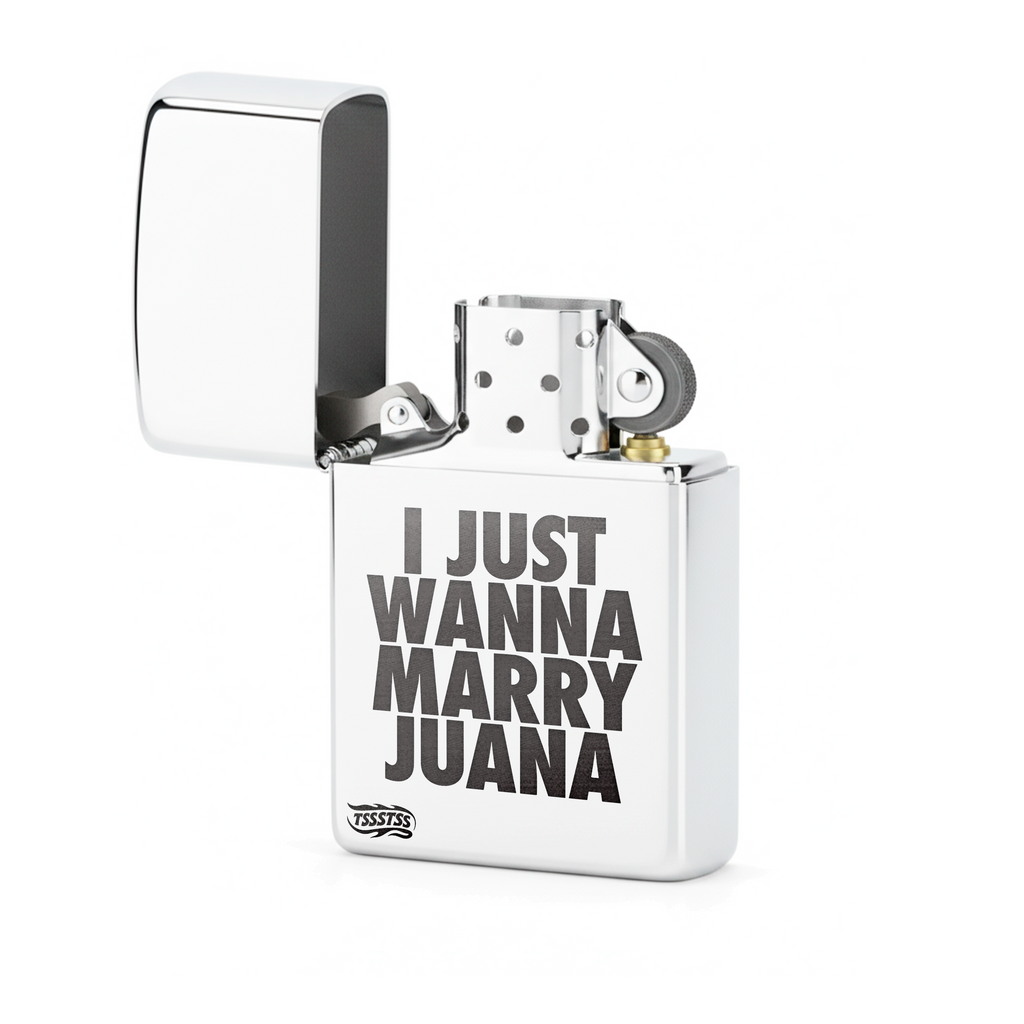 Isqueiro Cromado Polido 'I Just Wanna Marry Juana'