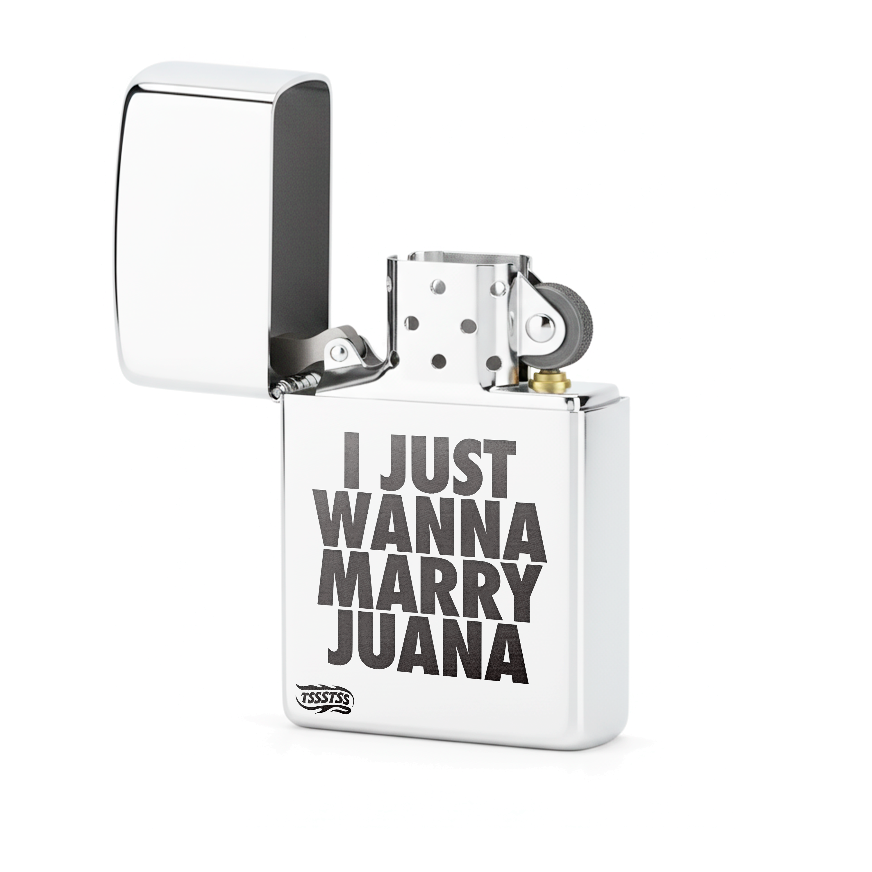 Isqueiro Cromado Polido 'I Just Wanna Marry Juana'