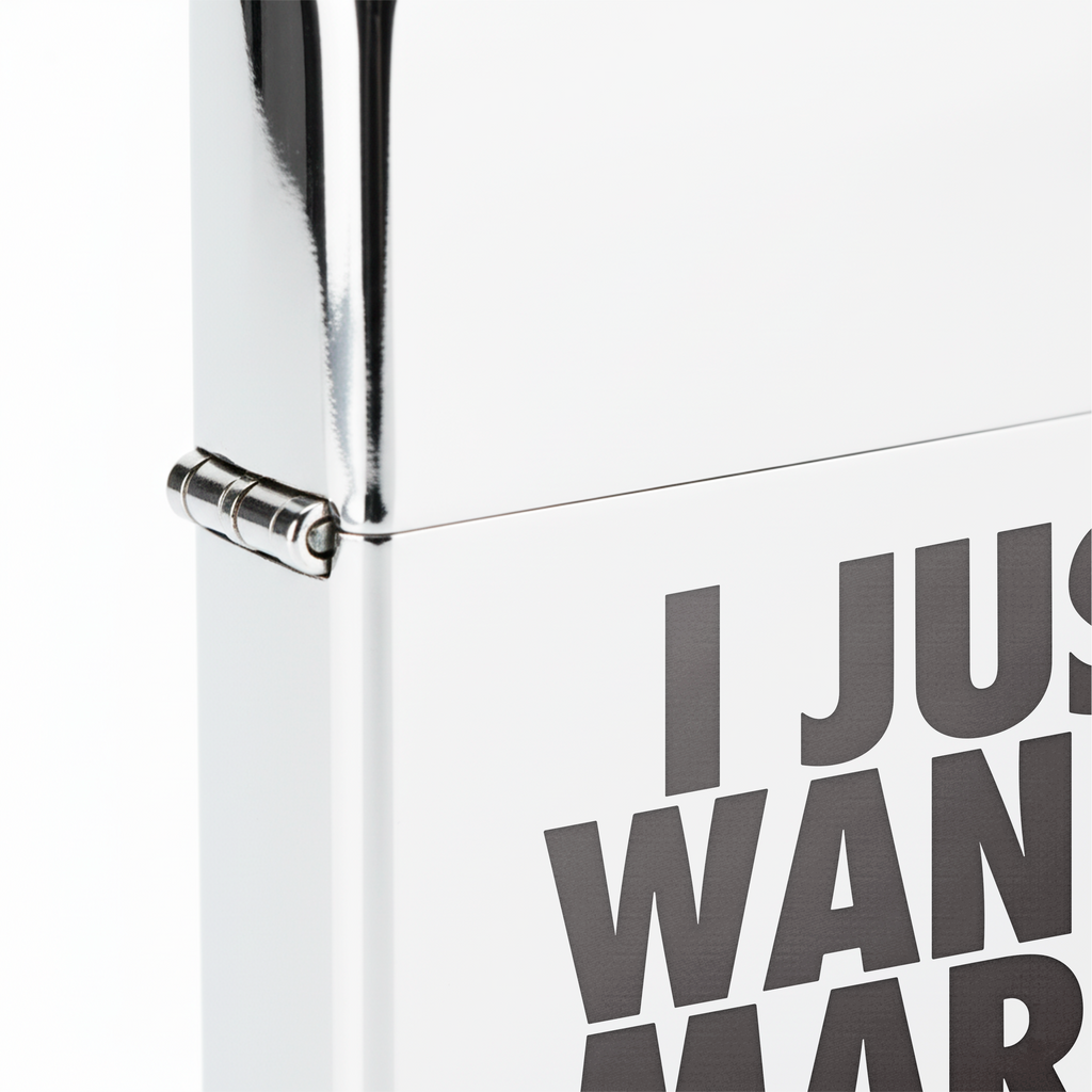 Isqueiro Cromado Polido 'I Just Wanna Marry Juana'