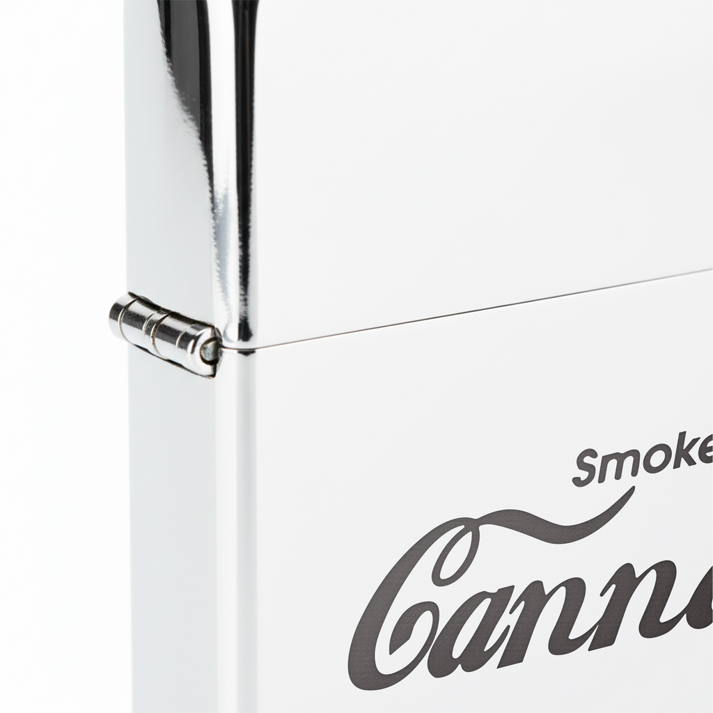 Isqueiro Cromado Polido 'Coca Bootleg' detalhe 5