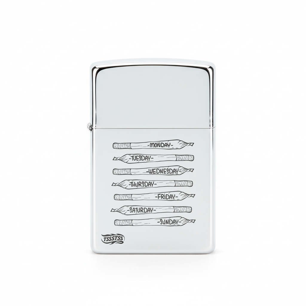 Isqueiro Cromado Polido 'Cardápio da Semana'